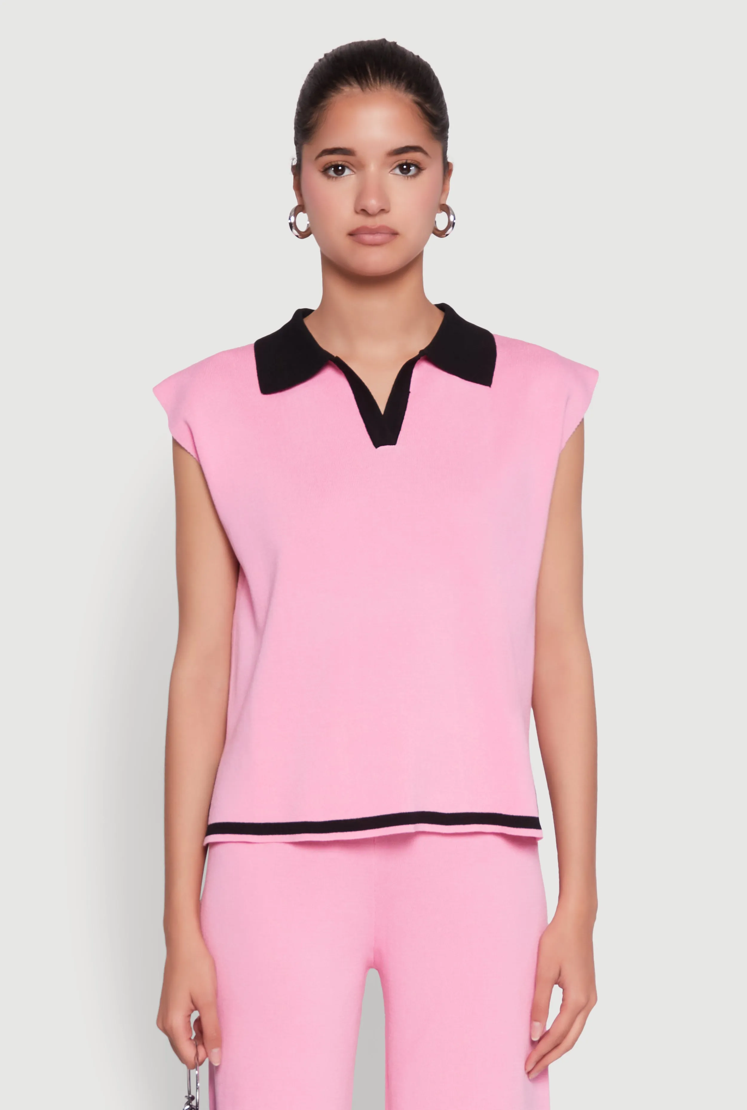 Daisy Contrast Trim Cap Sleeve Blouse sold by Rainbow