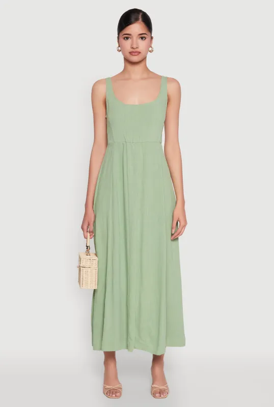 Linen Smocked Back Tank Dress sold by Rainbow