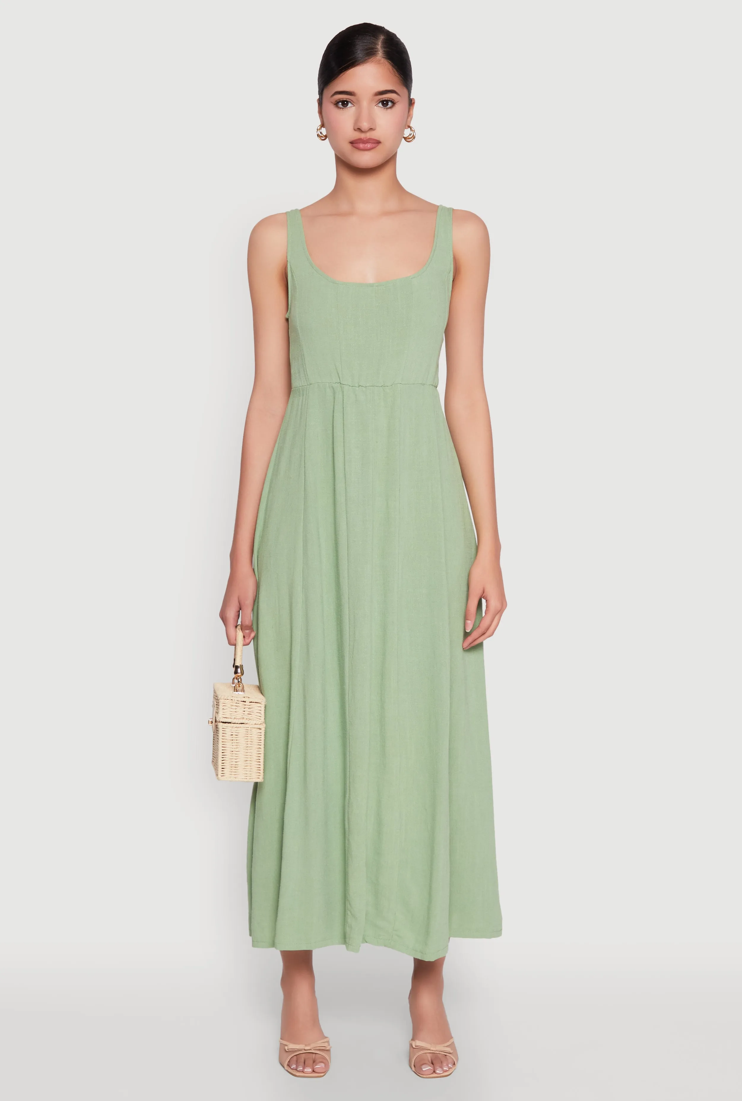 Linen Smocked Back Tank Dress sold by Rainbow