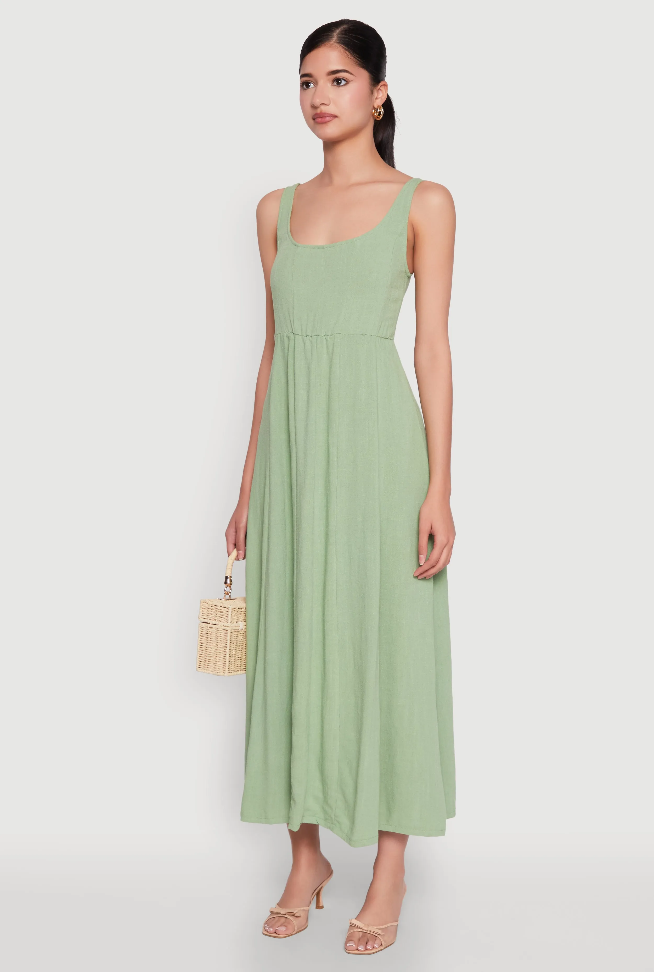 Linen Smocked Back Tank Dress sold by Rainbow product image thumbnail 3