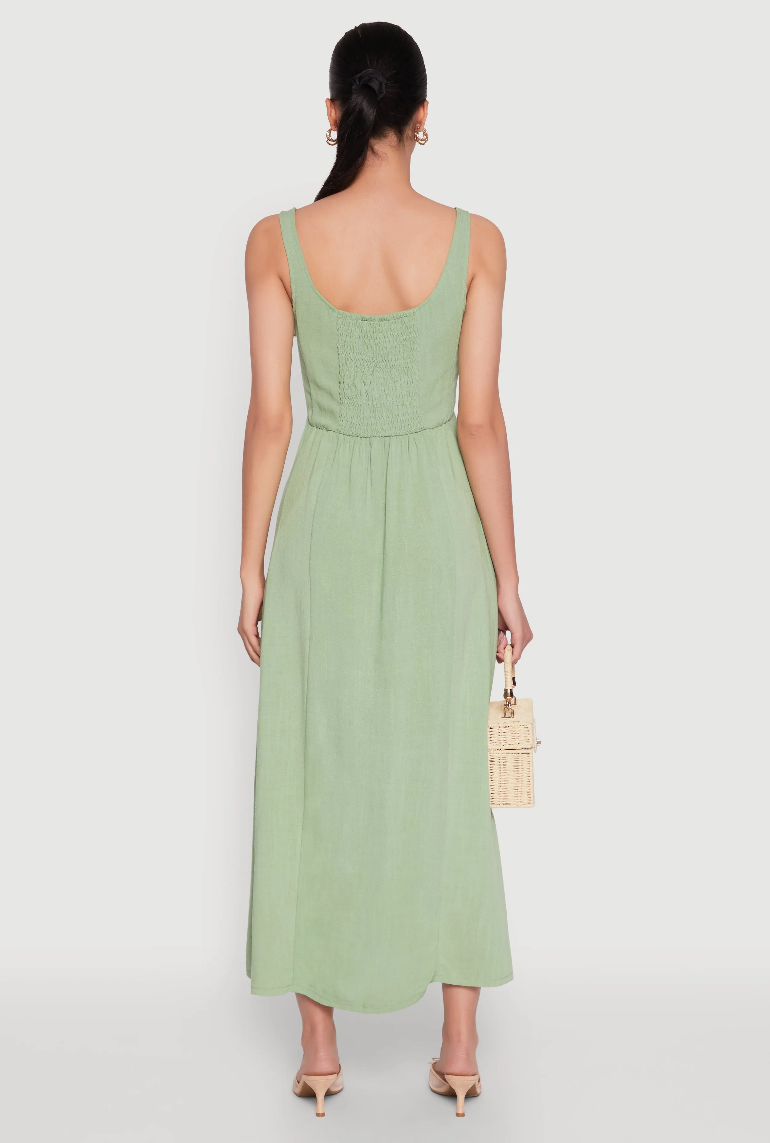 Linen Smocked Back Tank Dress sold by Rainbow product image thumbnail 5