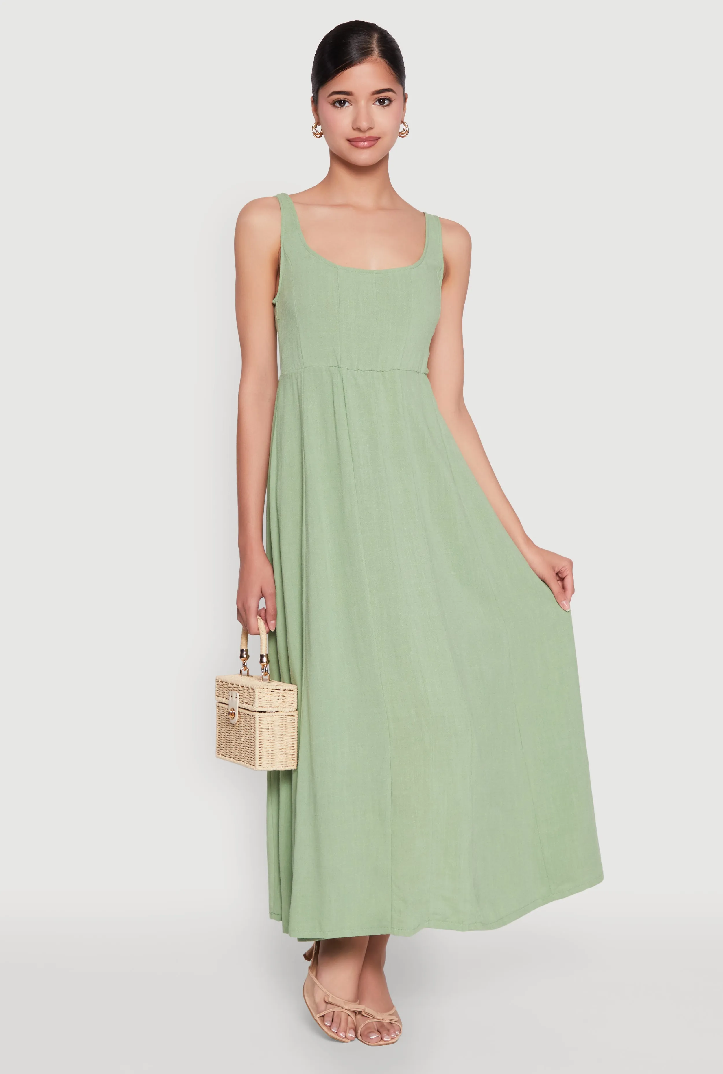 Linen Smocked Back Tank Dress sold by Rainbow product image thumbnail 2