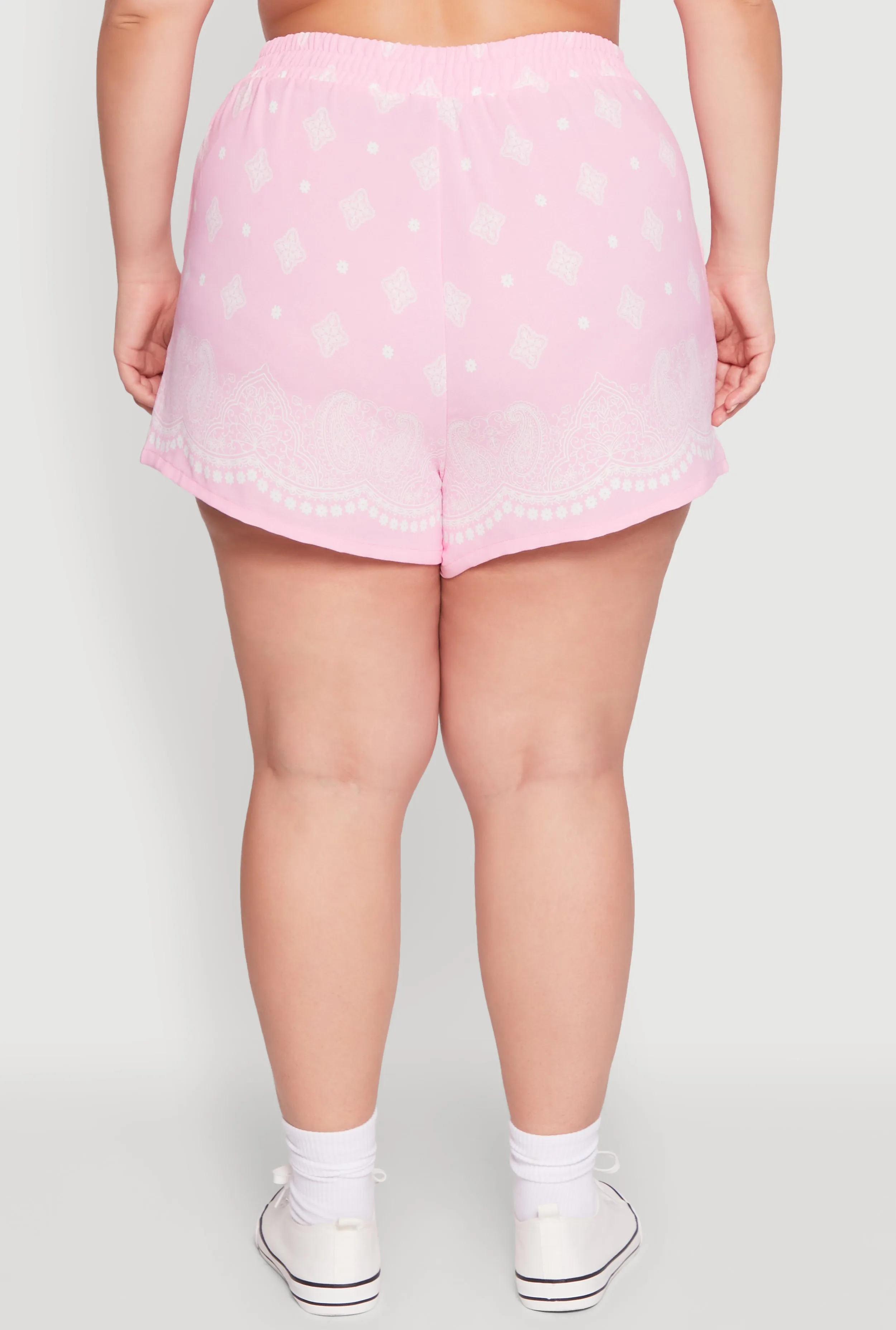 Plus Size Crepe Knit Bandana Print Shorts sold by Rainbow product image thumbnail 5