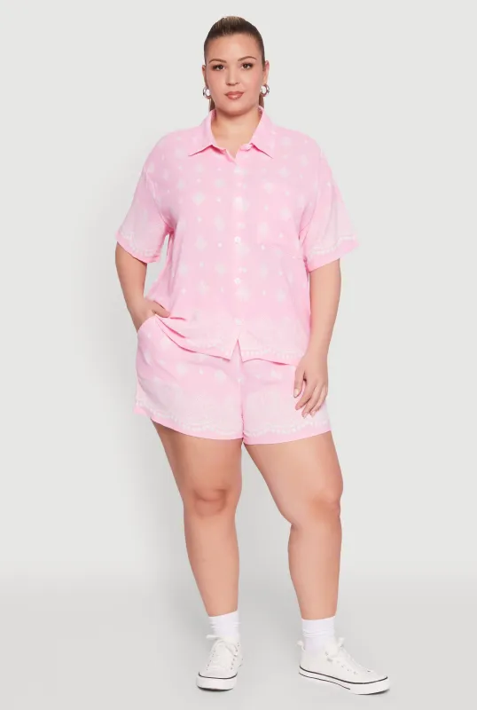 Plus Size Crepe Knit Bandana Print Shorts sold by Rainbow