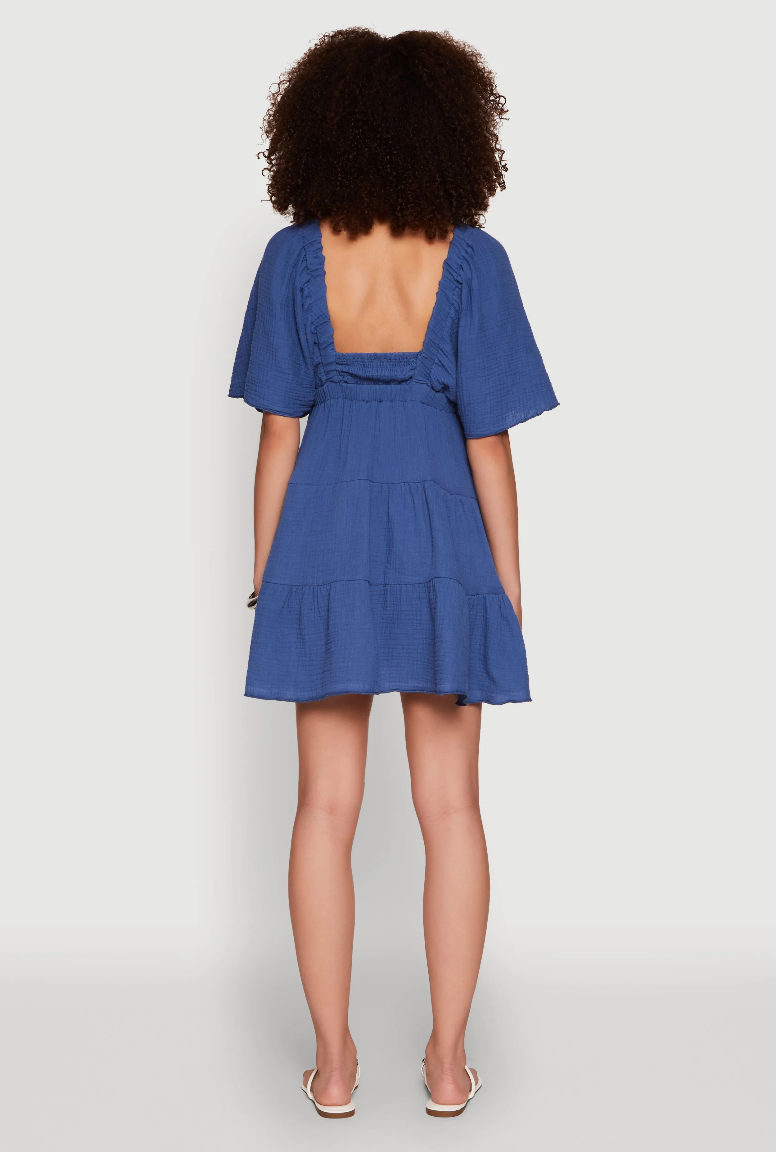 Gauze Knit Plunge Tiered Mini Dress sold by Rainbow product image thumbnail 5