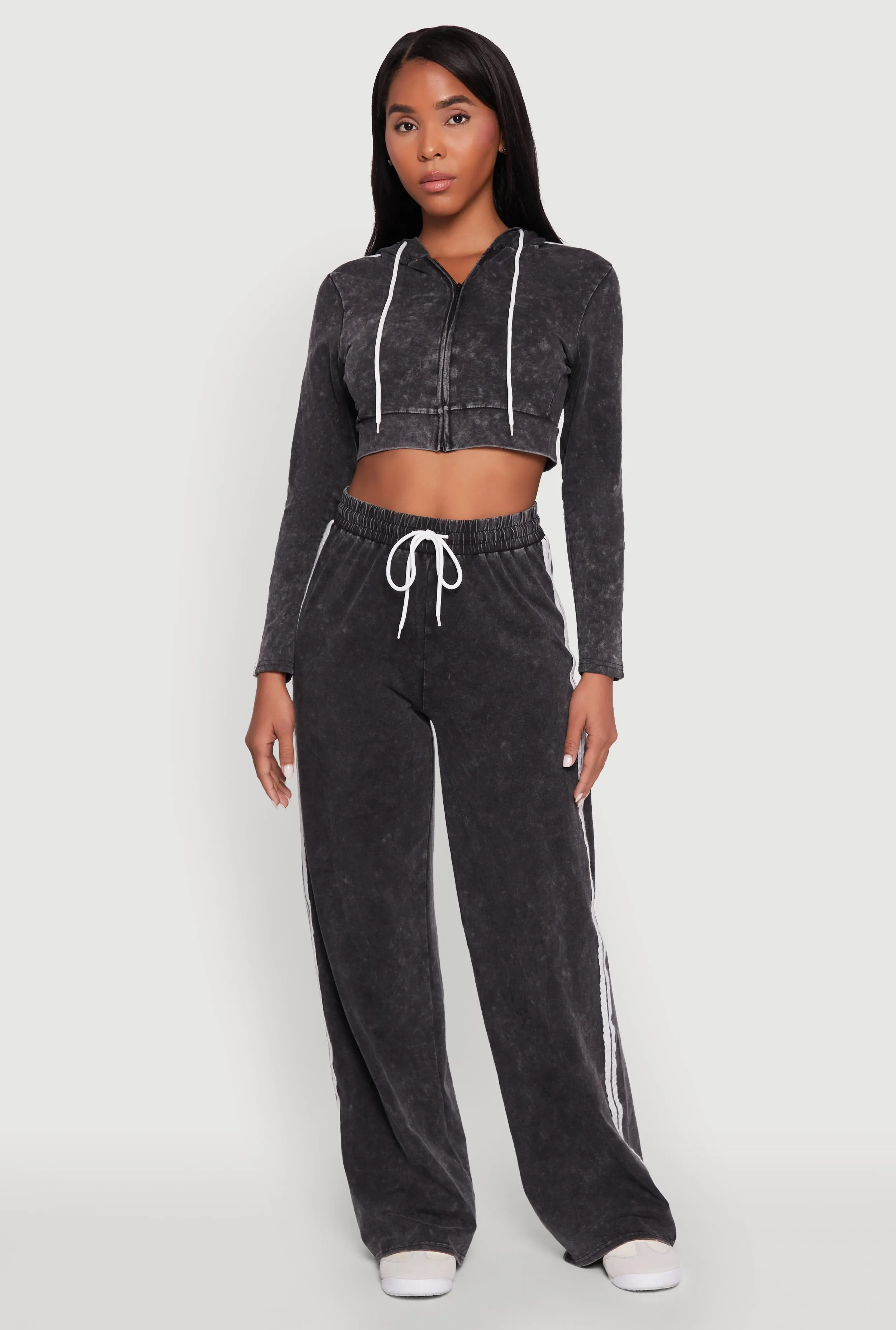 Daisy Mineral Wash Zip Front Cropped Hoodie sold by Rainbow product image thumbnail 2