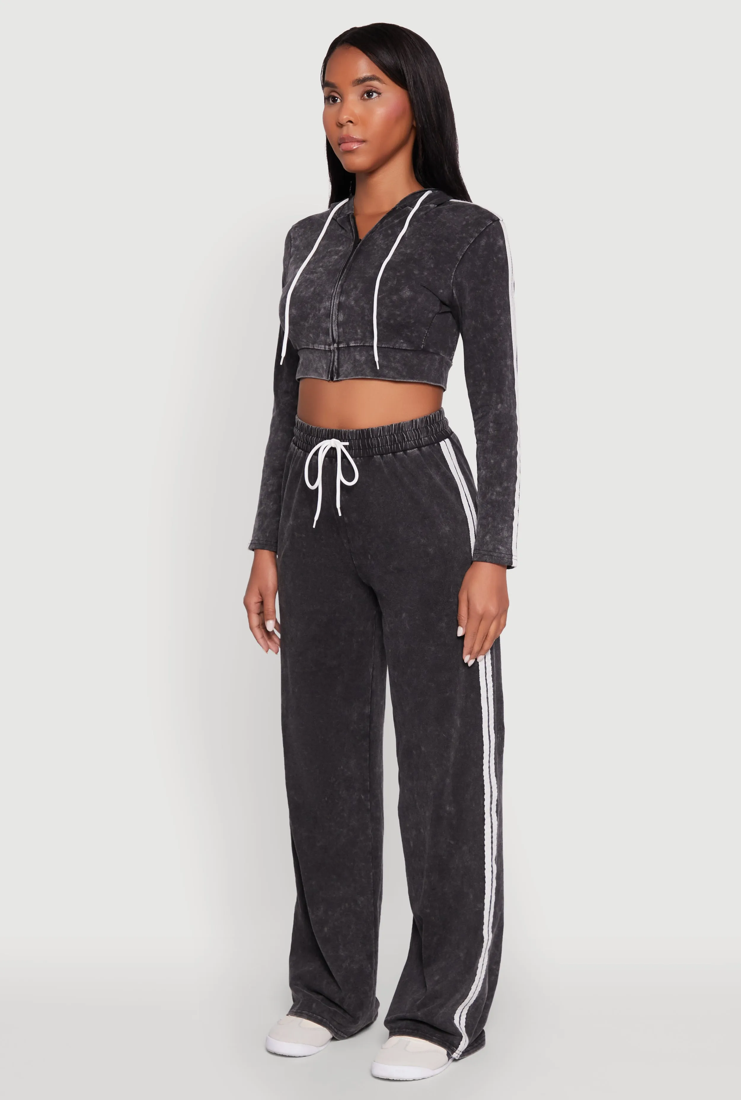 Daisy Mineral Wash Zip Front Cropped Hoodie sold by Rainbow product image thumbnail 5