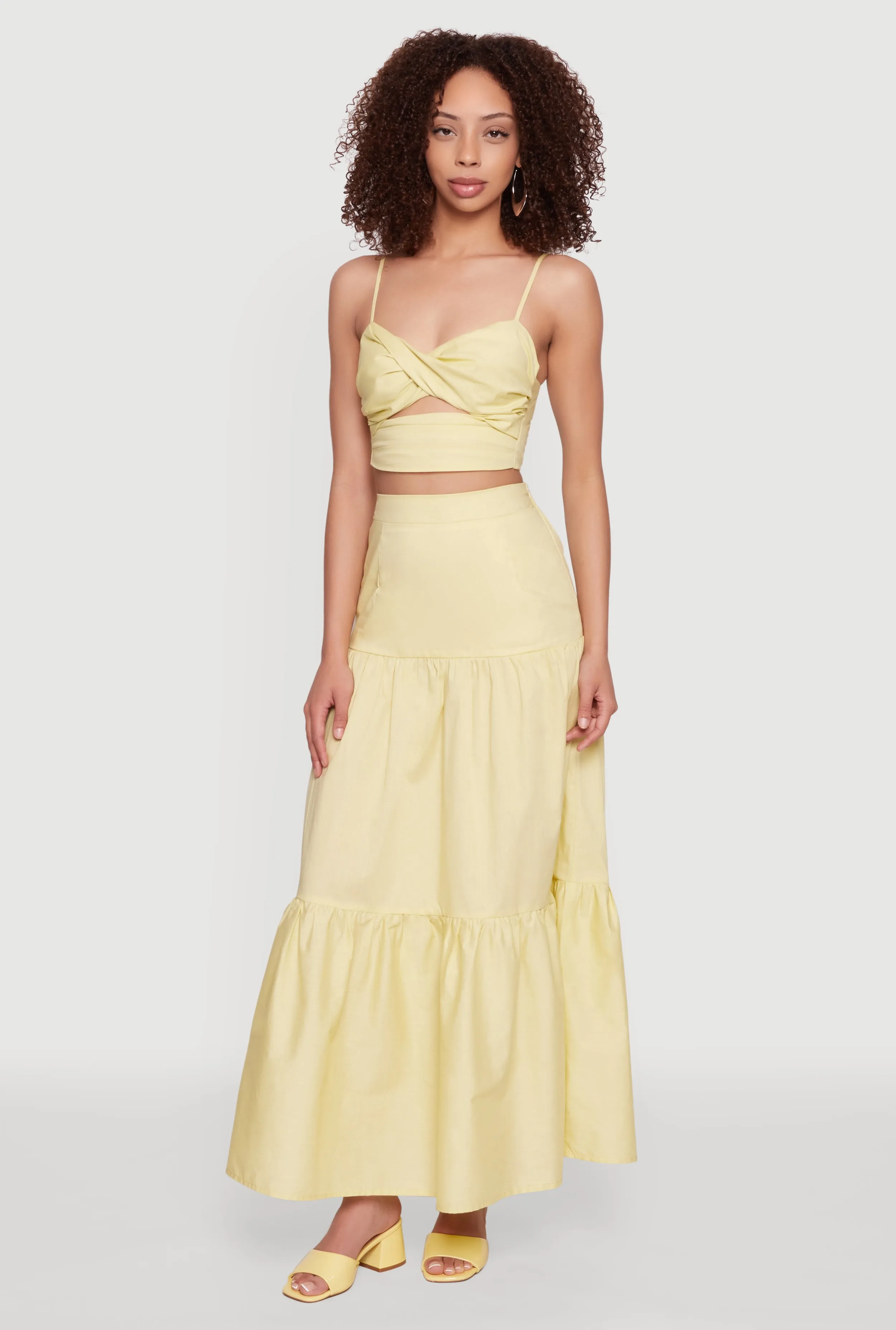 Poplin High Waist Tiered Maxi Skirt sold by Rainbow