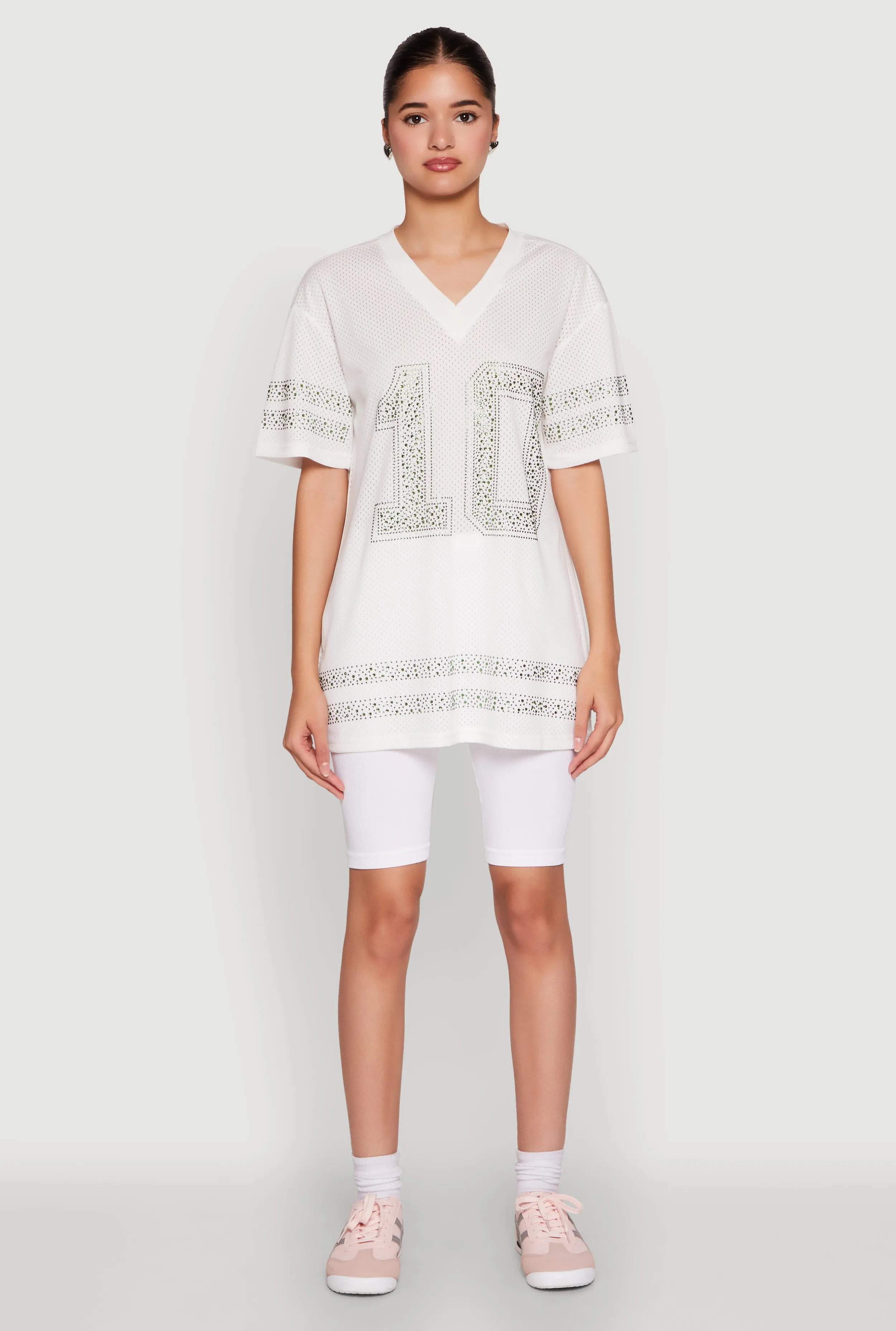 Rhinestone Graphic Short Sleeve Jersey Top sold by Rainbow