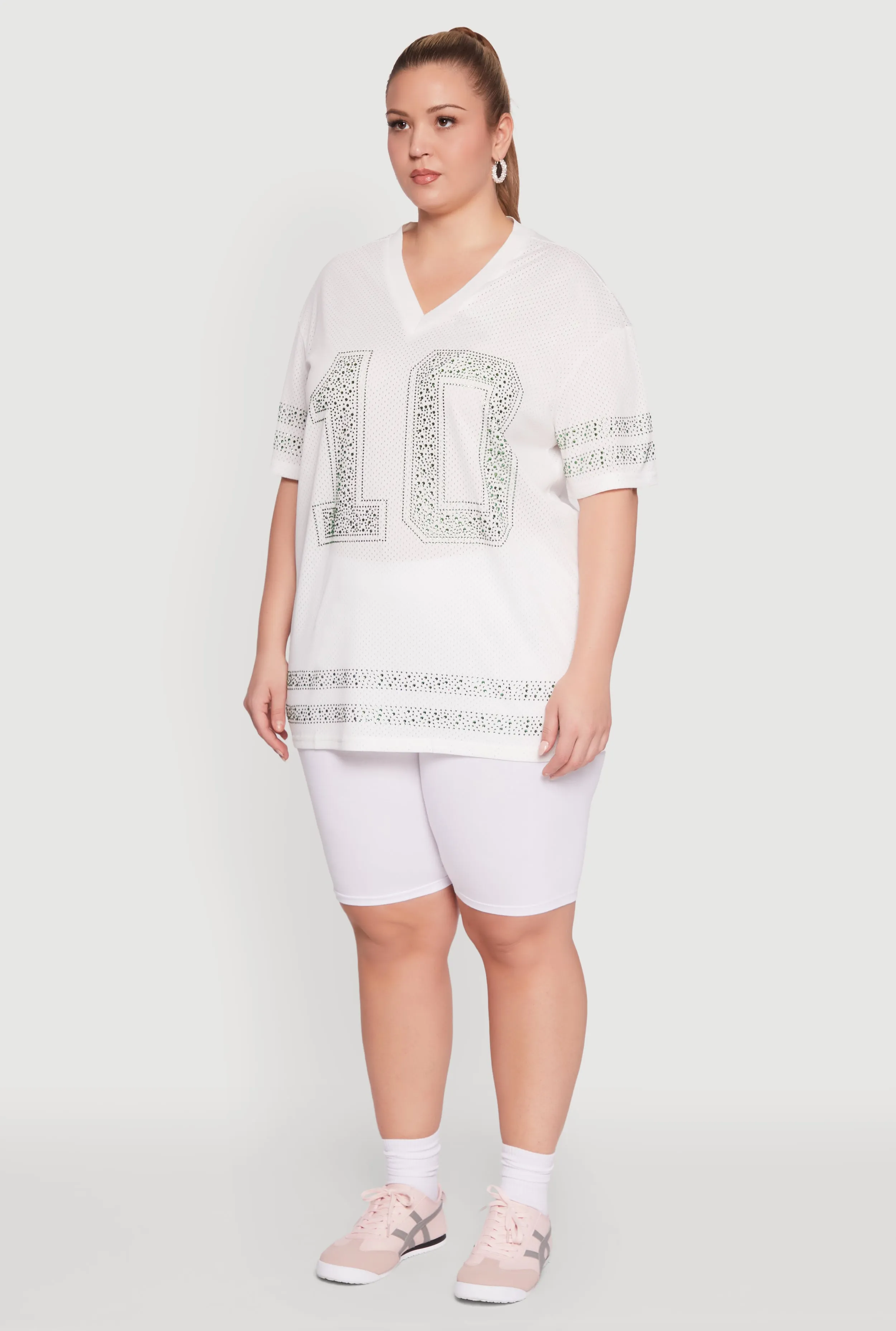 Plus Size Rhinestone Graphic Short Sleeve Jersey Top sold by Rainbow product image thumbnail 5