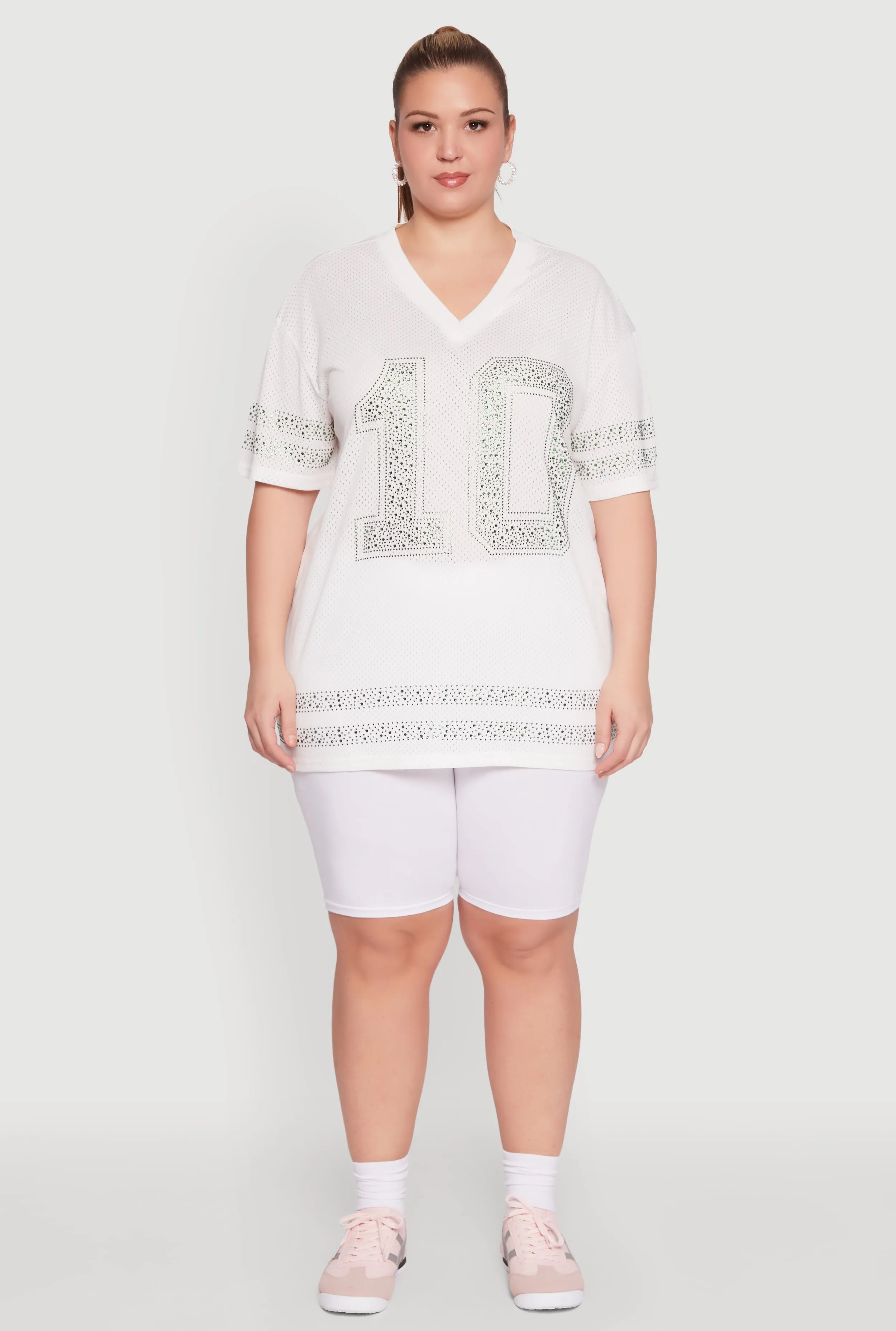 Plus Size Rhinestone Graphic Short Sleeve Jersey Top sold by Rainbow product image thumbnail 3