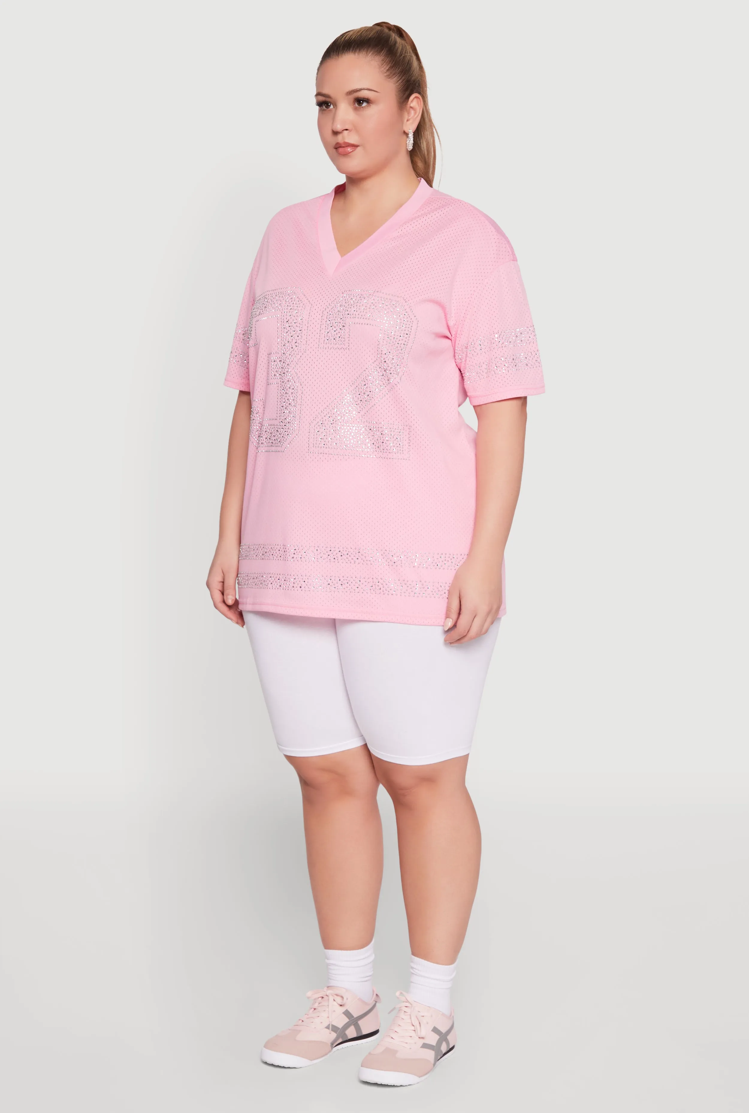 Plus Size Rhinestone Graphic Short Sleeve Jersey Top sold by Rainbow product image thumbnail 5