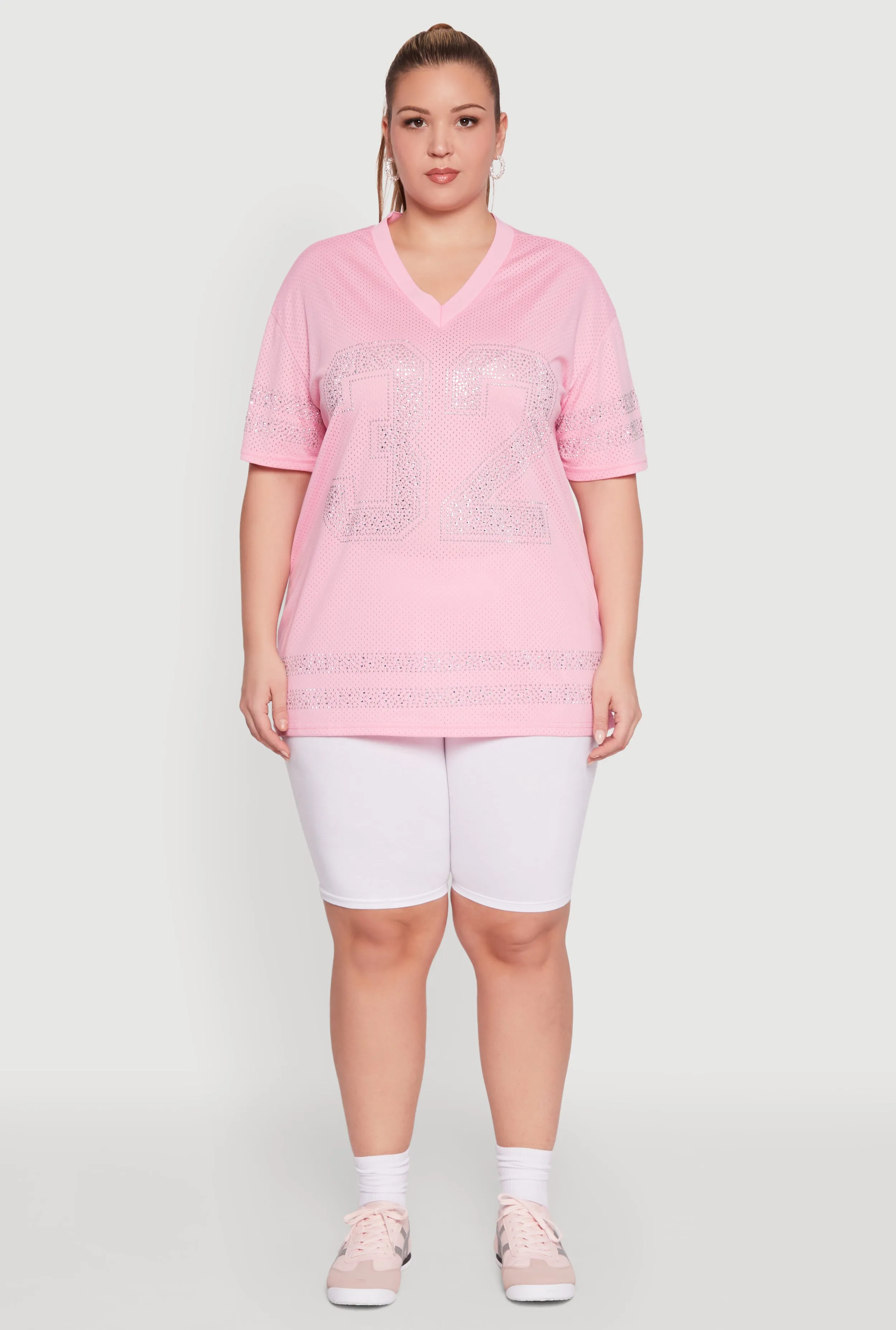Plus Size Rhinestone Graphic Short Sleeve Jersey Top sold by Rainbow product image thumbnail 3