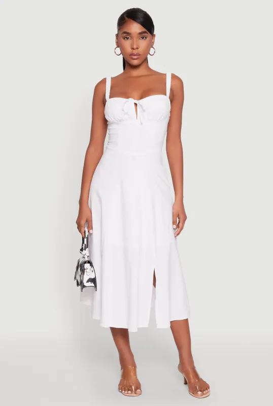 Chic Women's Sleeveless Sundress with Lace & Ruching, Casual Style sold by Rainbow
