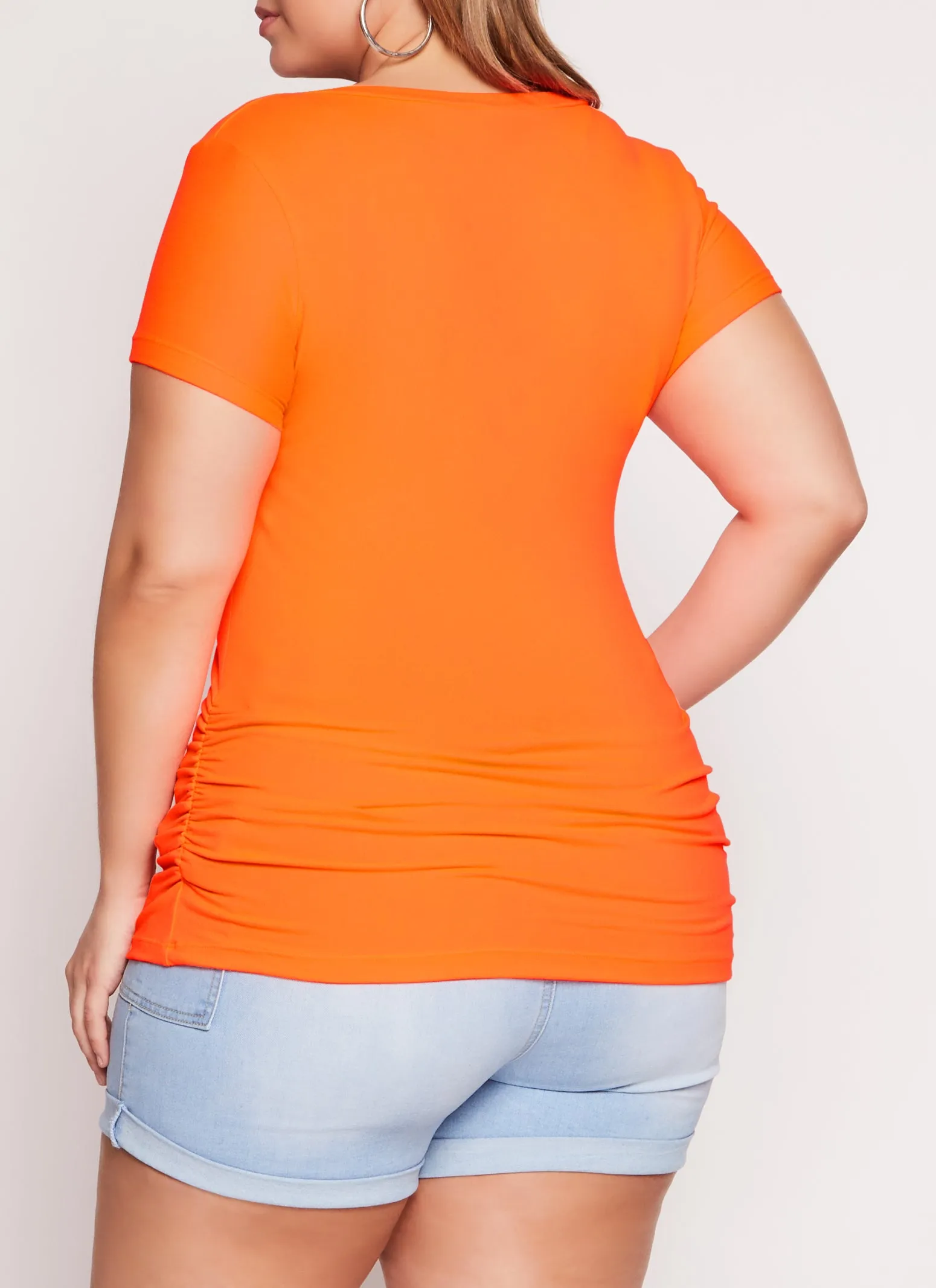 Plus Size Basic V Neck Ruched Side Tee sold by Rainbow product image thumbnail 3