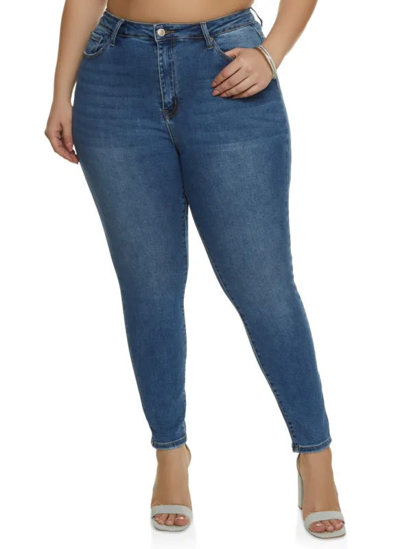 Plus Size WAX Basic Whiskered Jeans sold by Rainbow