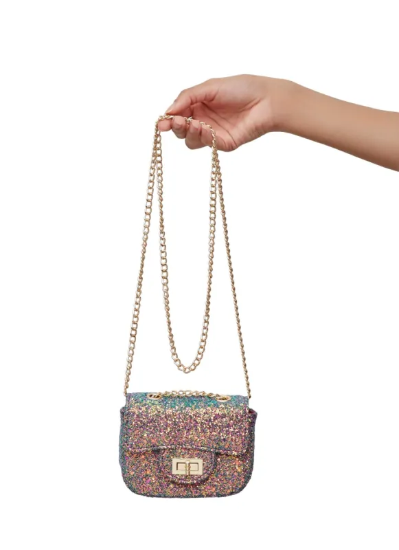 Chain Strap Mini Glitter Shoulder Bag sold by Rainbow