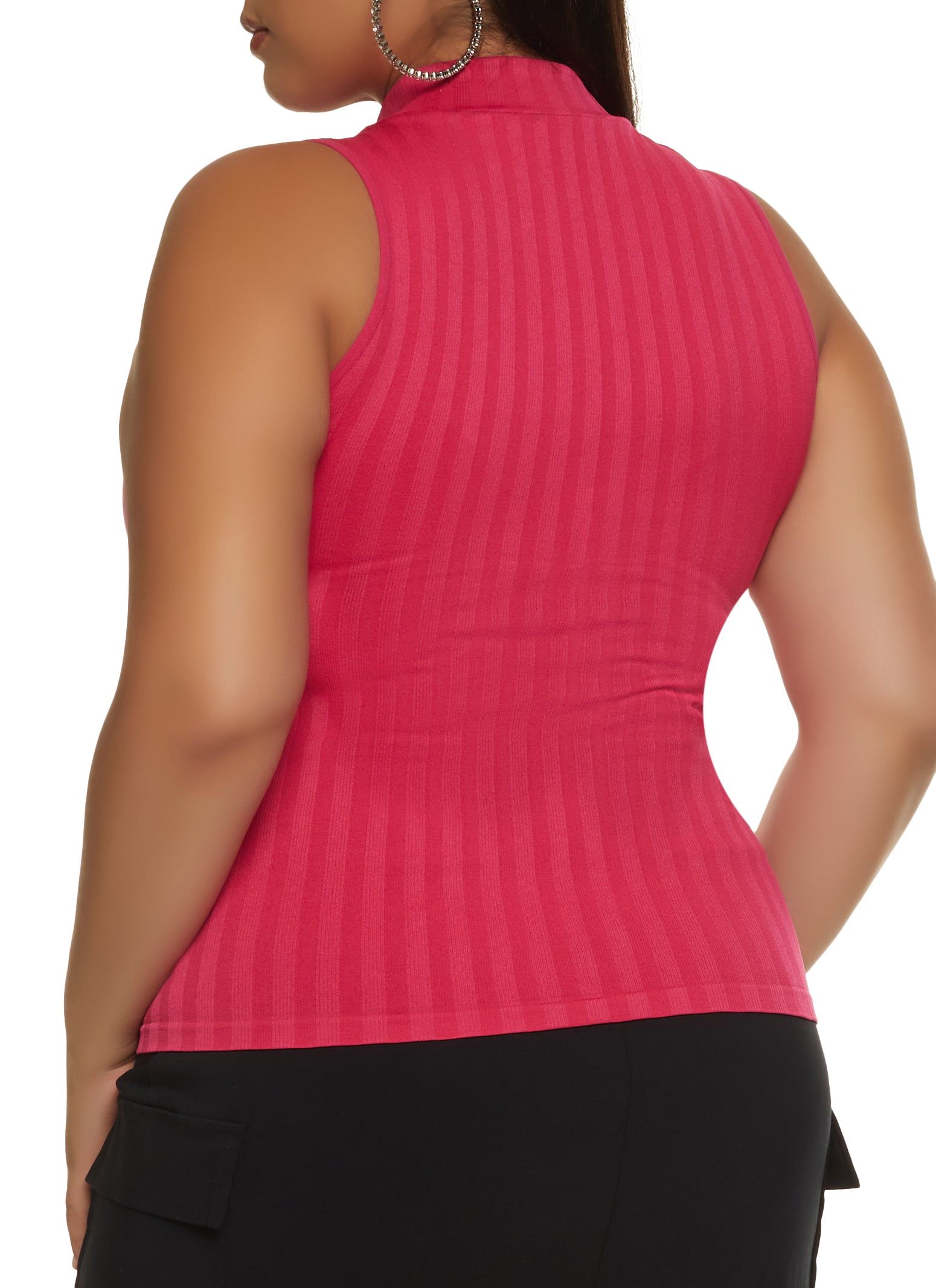 Plus Size Seamless Ribbed Knit Mock Neck Tank Top sold by Rainbow product image thumbnail 2