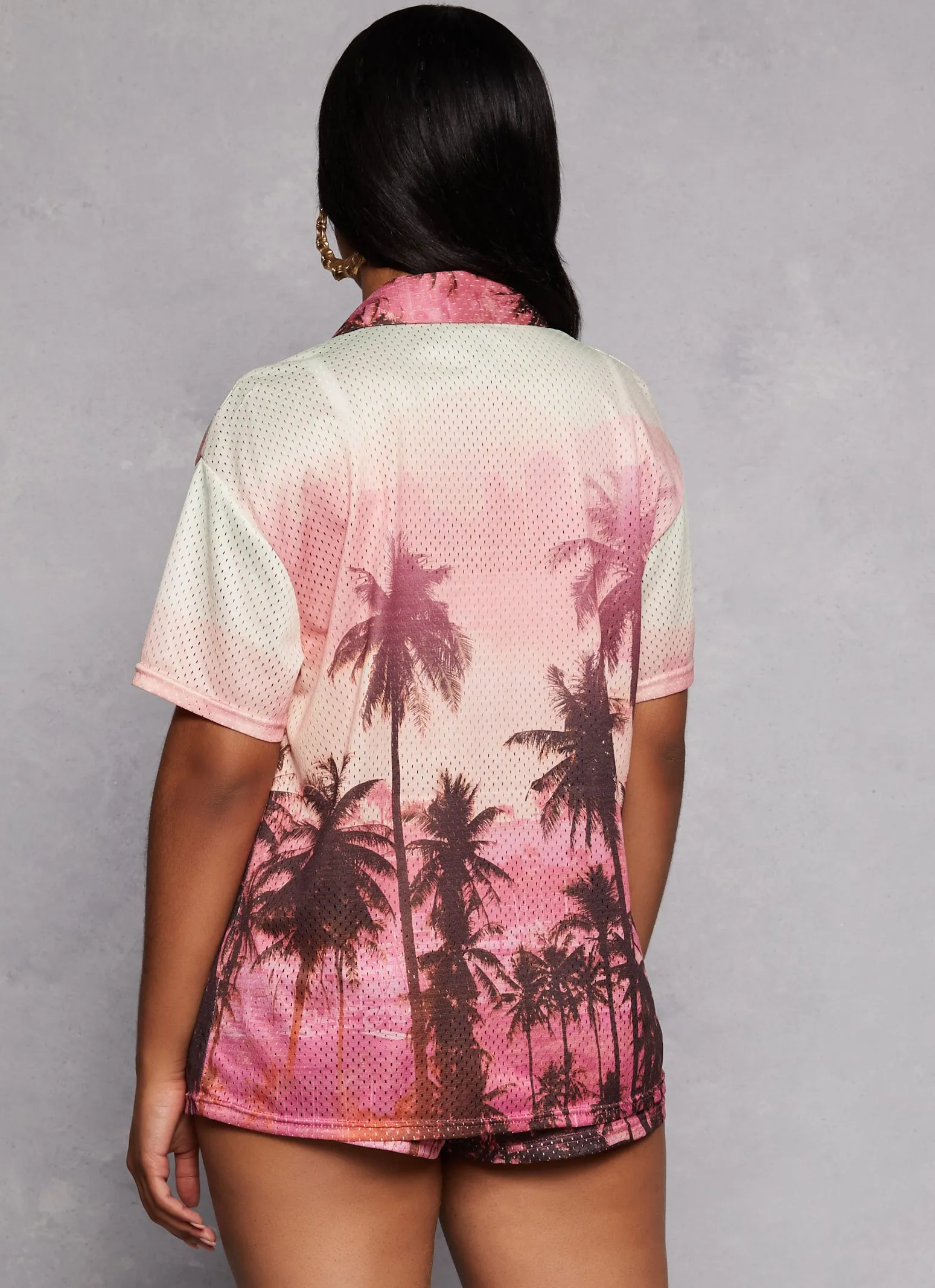 Palm Tree Print Button Front Top sold by Rainbow product image thumbnail 3