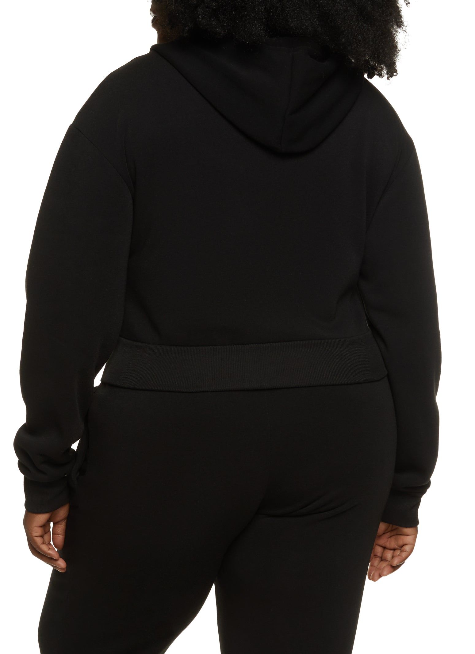 Plus Size Fleece Solid Zip Front Hoodie sold by Rainbow product image thumbnail 3
