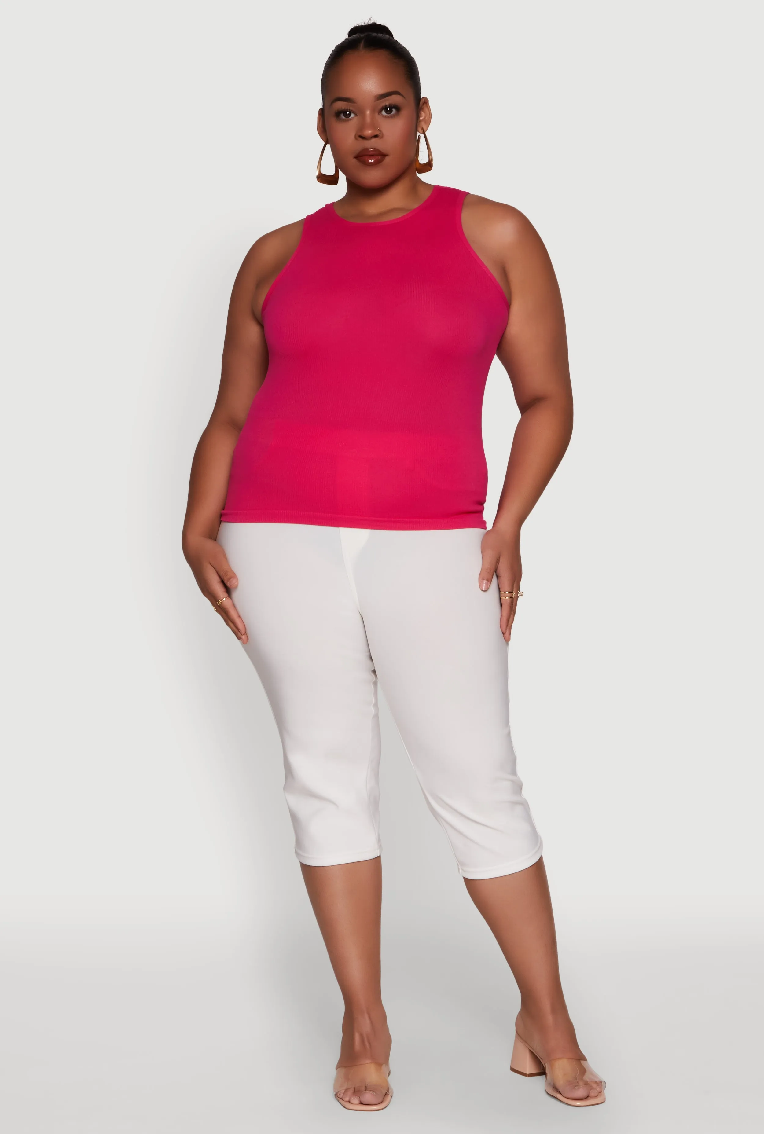 Plus Size Basic Crew Neck Tank Top sold by Rainbow