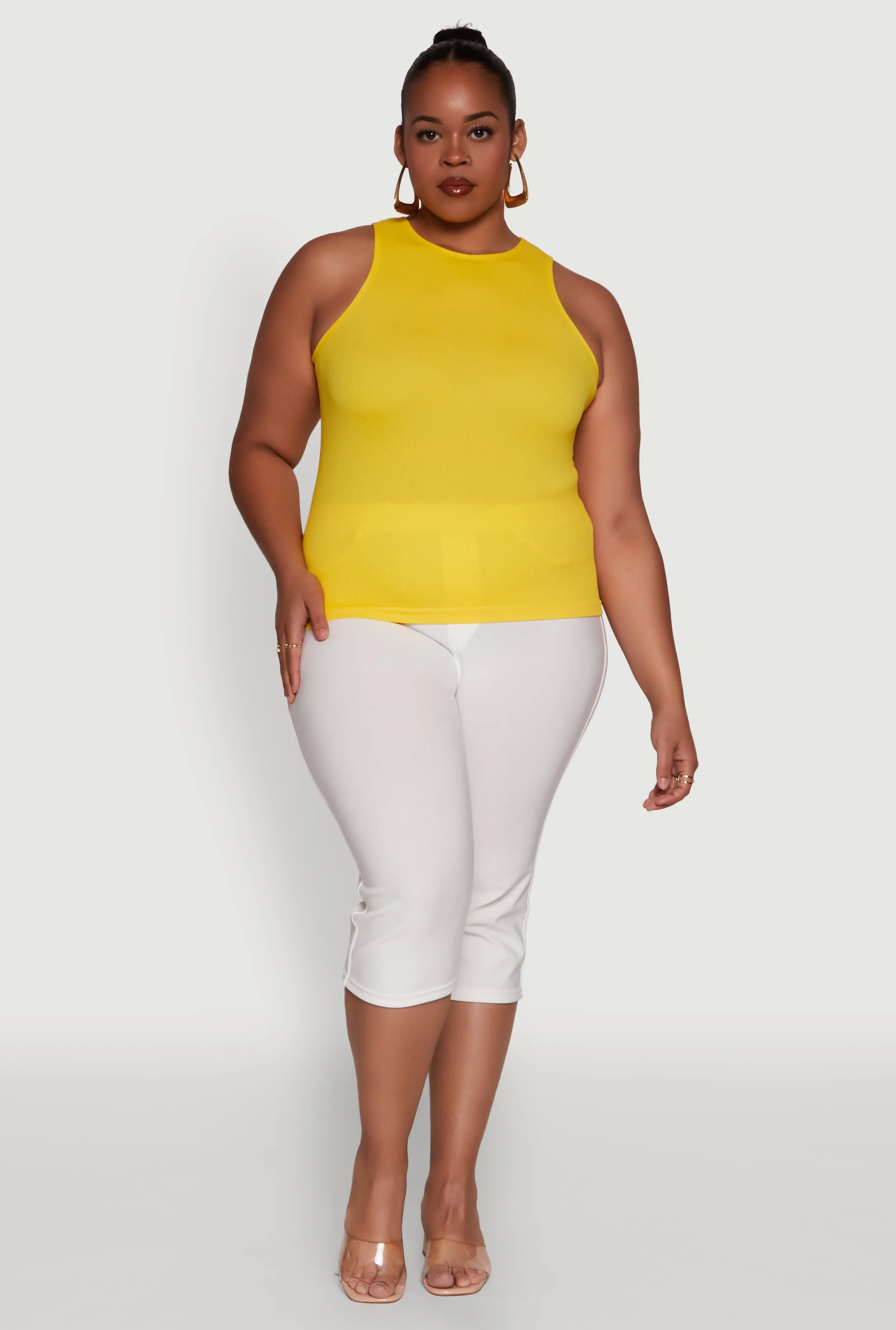 Plus Size Basic Crew Neck Tank Top sold by Rainbow
