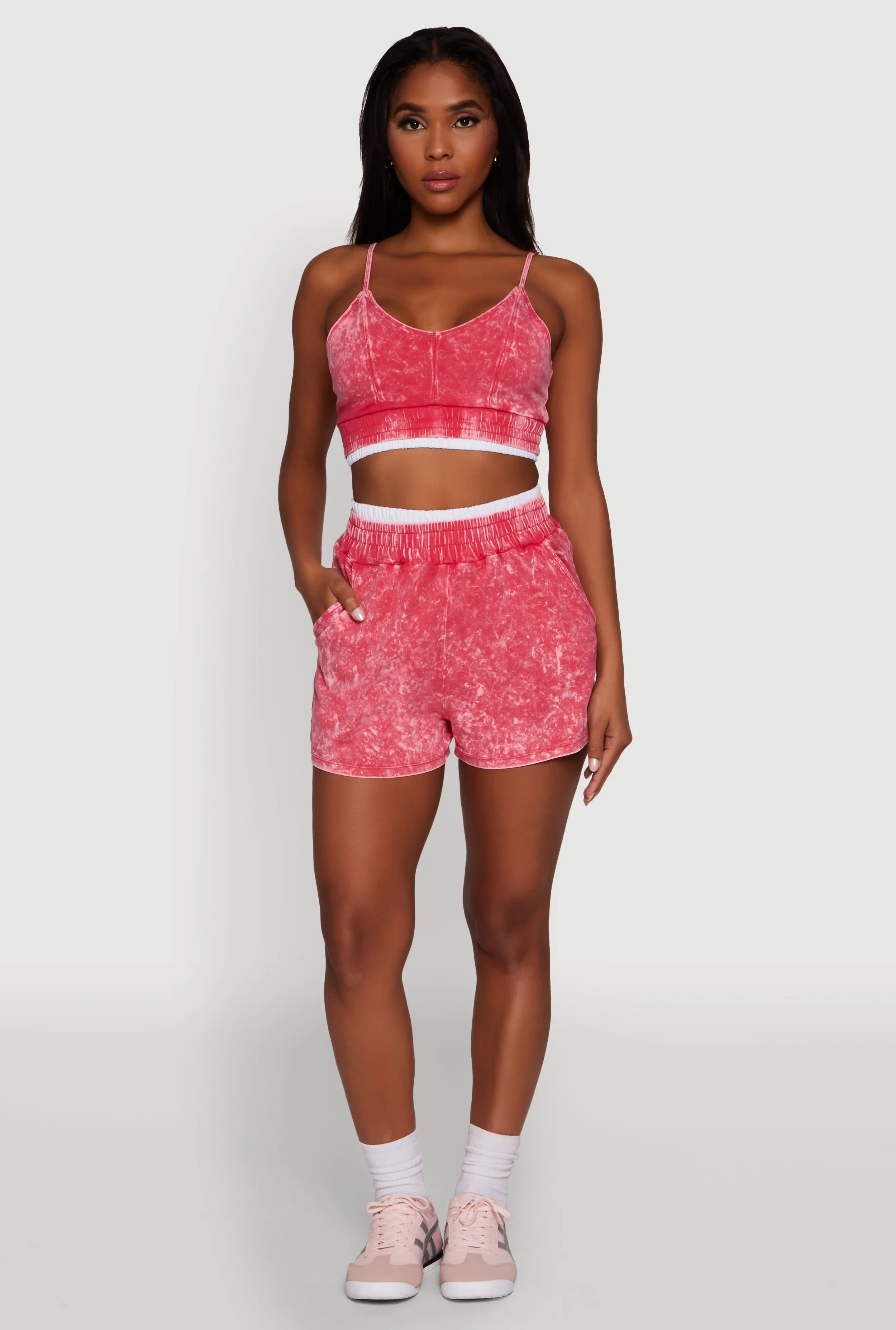 Chic High-Waisted Mineral Wash Shorts sold by Rainbow