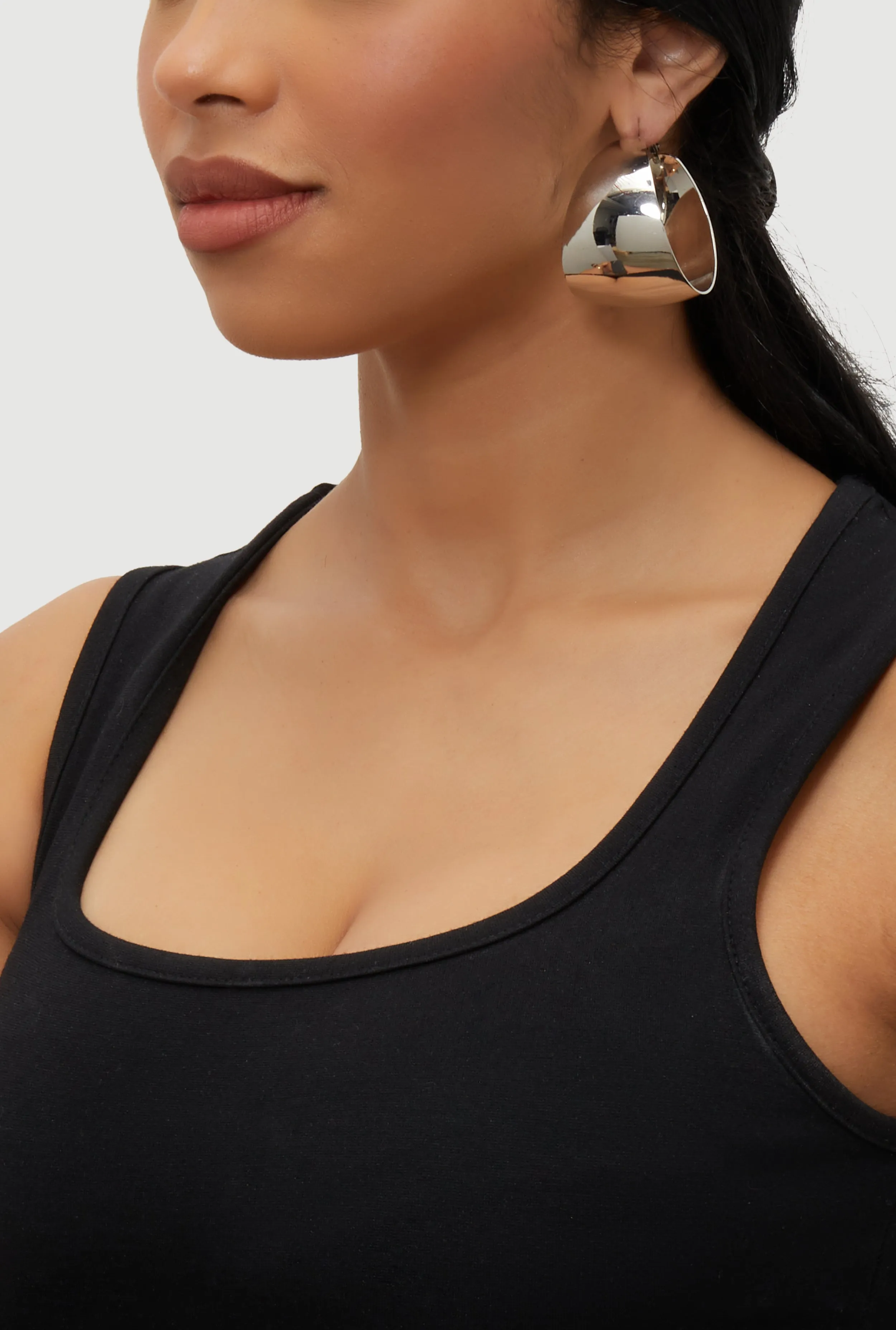 Shiny Metallic Hoop Earrings sold by Rainbow product image thumbnail 2