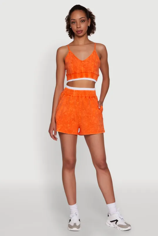 Chic High-Waisted Mineral Wash Shorts sold by Rainbow