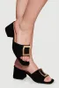 Stylish Metallic Open Toe Mules with Block Heel sold by Rainbow