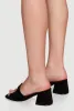 Stylish Metallic Open Toe Mules with Block Heel sold by Rainbow