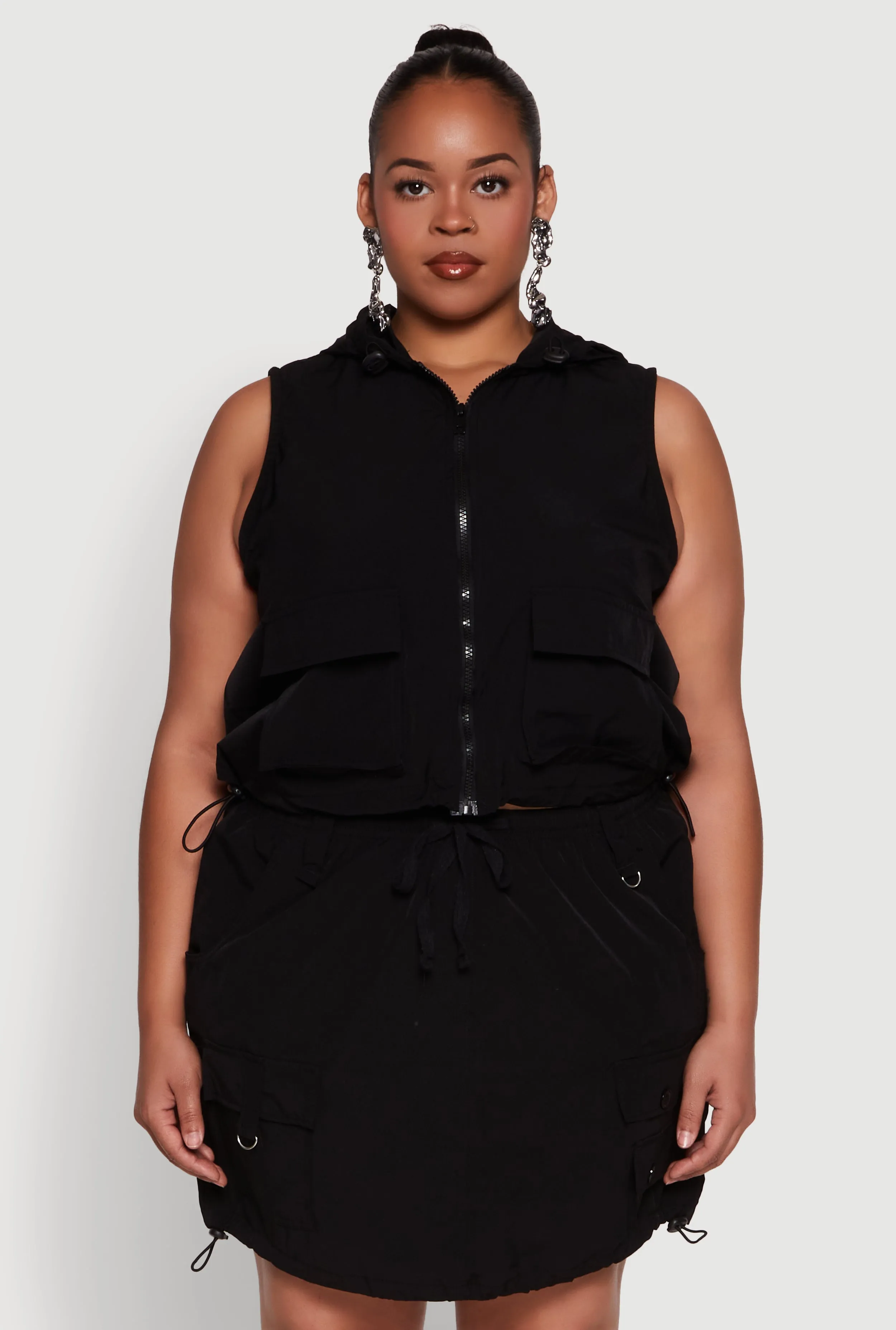 Plus Size Cargo Pocket Windbreaker Vest sold by Rainbow