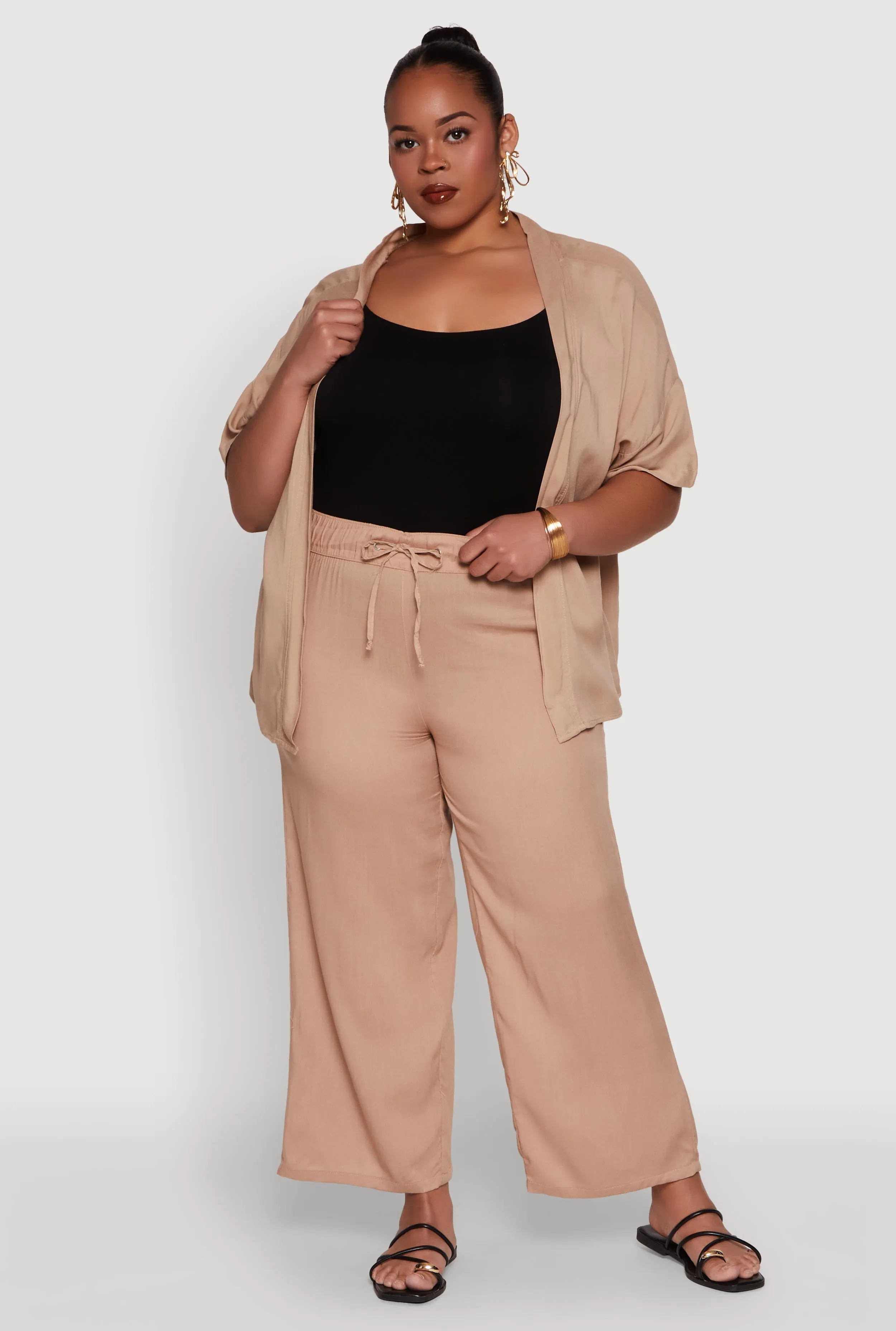 Plus Size Drawstring Palazzo Pants sold by Rainbow