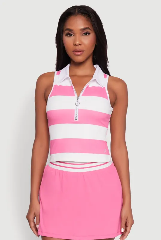 Striped Quarter Zip Sleeveless Polo Shirt sold by Rainbow