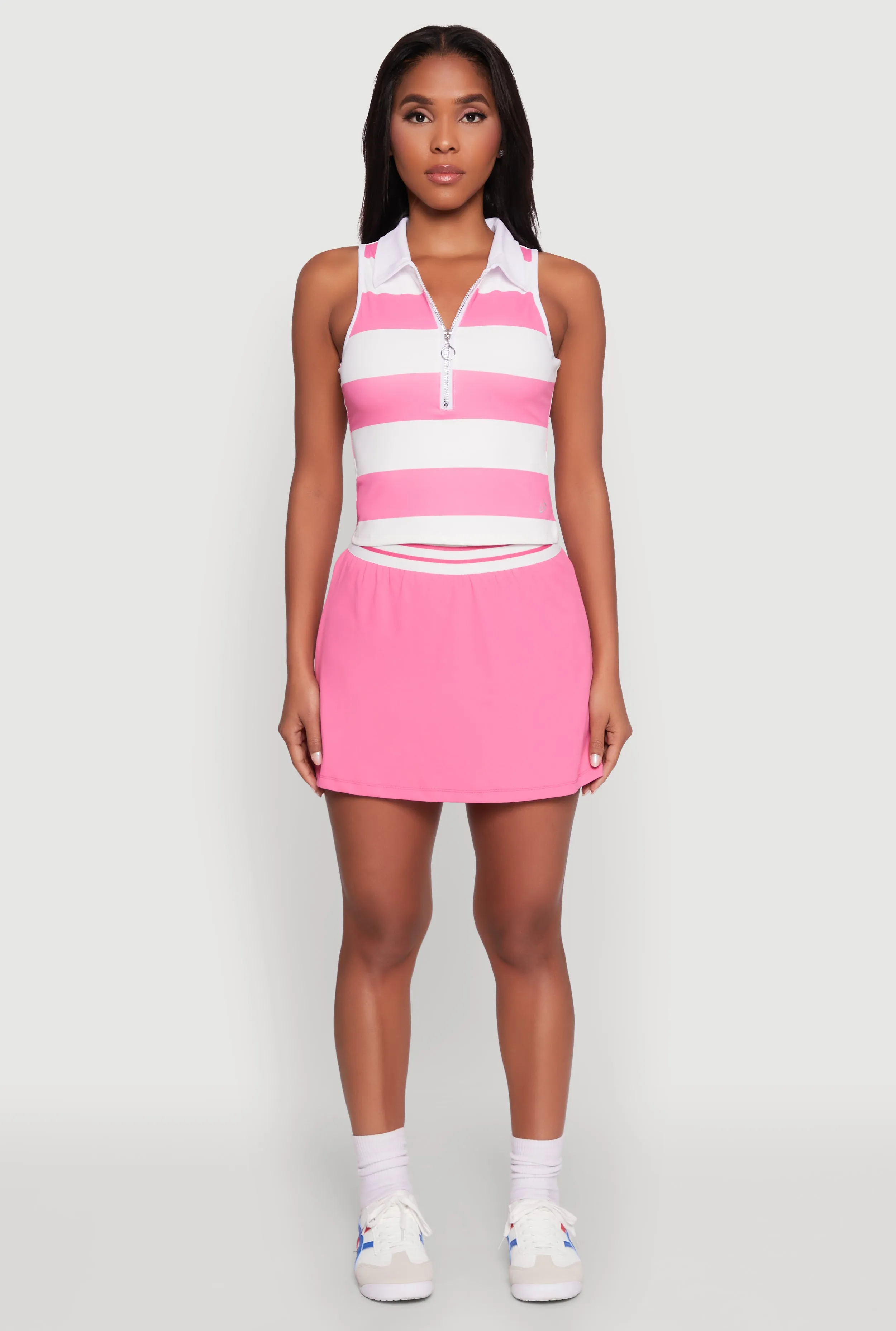 Varsity Stripe Ball Pocket High Waisted Tennis Skirt sold by Rainbow product image thumbnail 2