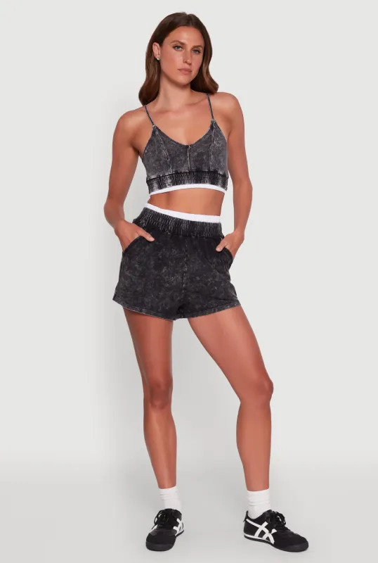 Chic High-Waisted Mineral Wash Shorts sold by Rainbow