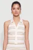 Textured Knit Striped Cropped Halter Top sold by Rainbow