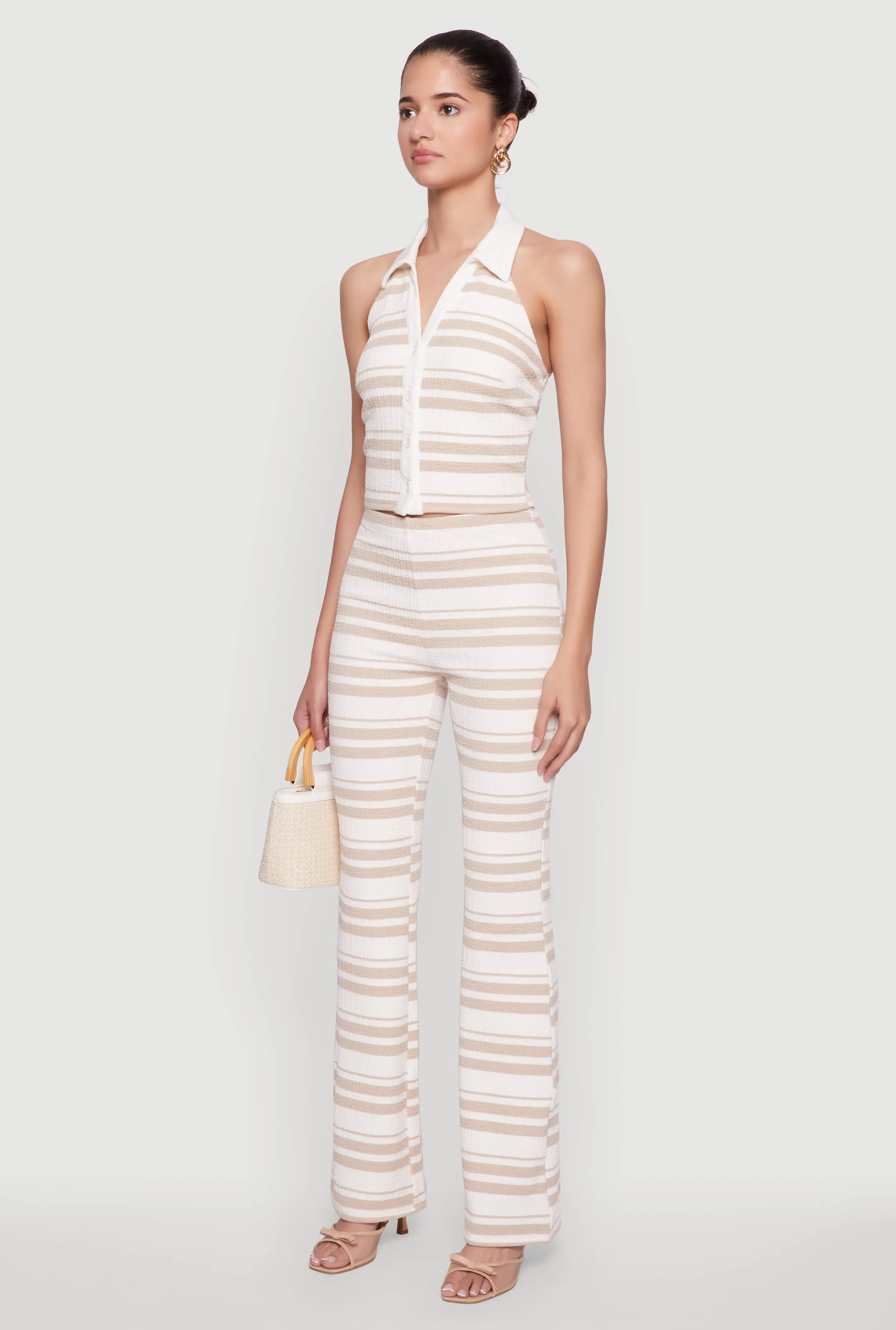 Textured Knit Striped Cropped Halter Top sold by Rainbow product image thumbnail 5