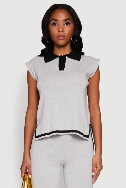 Daisy Contrast Trim Cap Sleeve Blouse sold by Rainbow