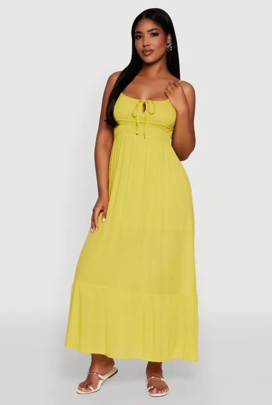 Tie Front Keyhole Maxi Dress sold by Rainbow