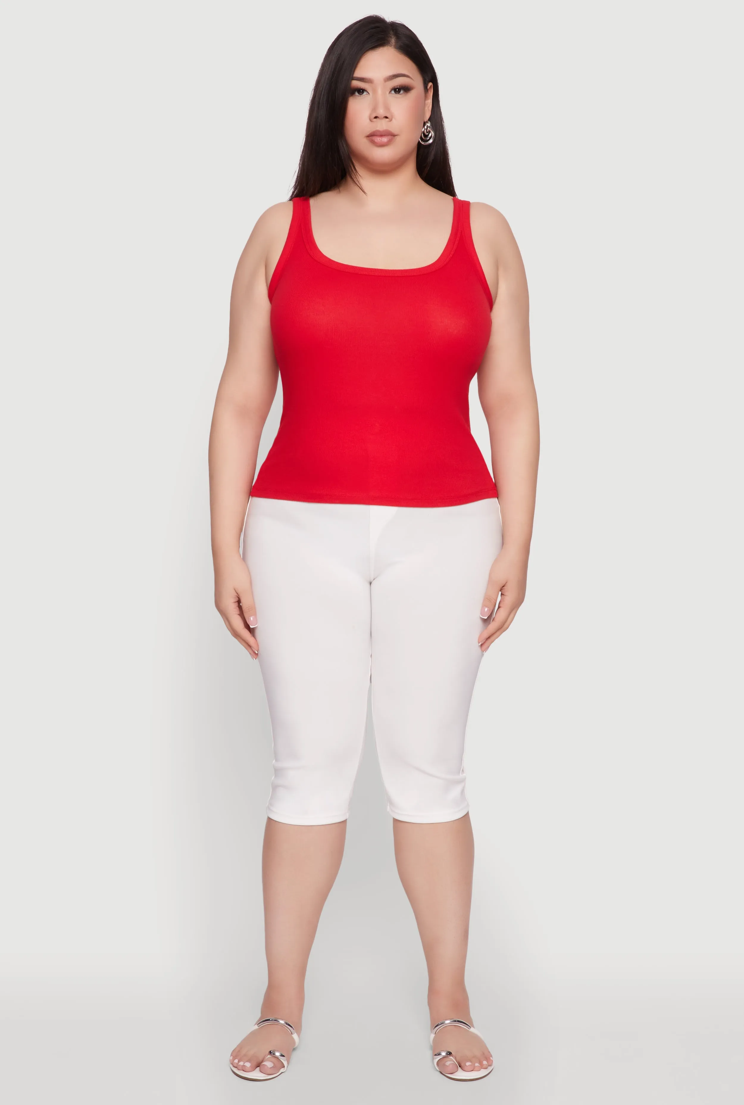 Plus Size Rib Knit Basic Tank Top sold by Rainbow