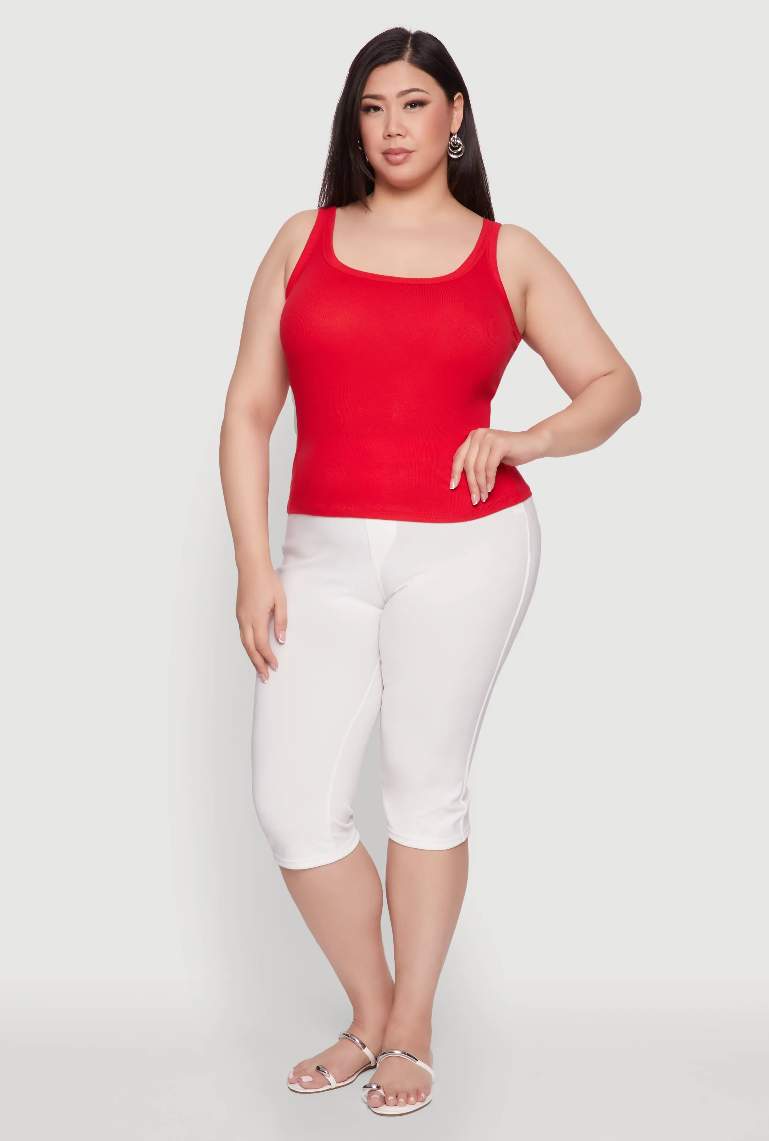 Plus Size Rib Knit Basic Tank Top sold by Rainbow product image thumbnail 3