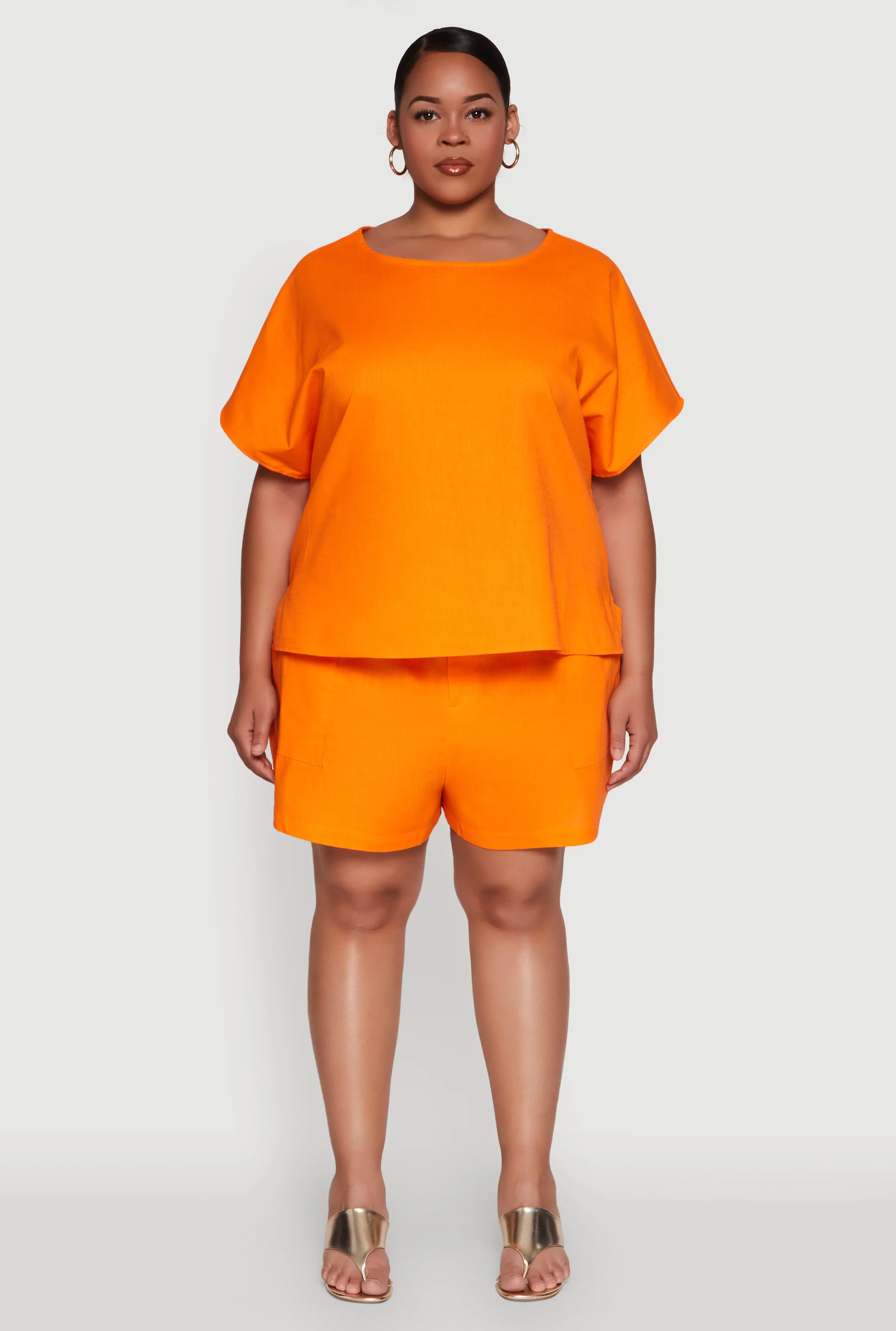 Plus Size Linen High Waist Shorts sold by Rainbow product image thumbnail 2