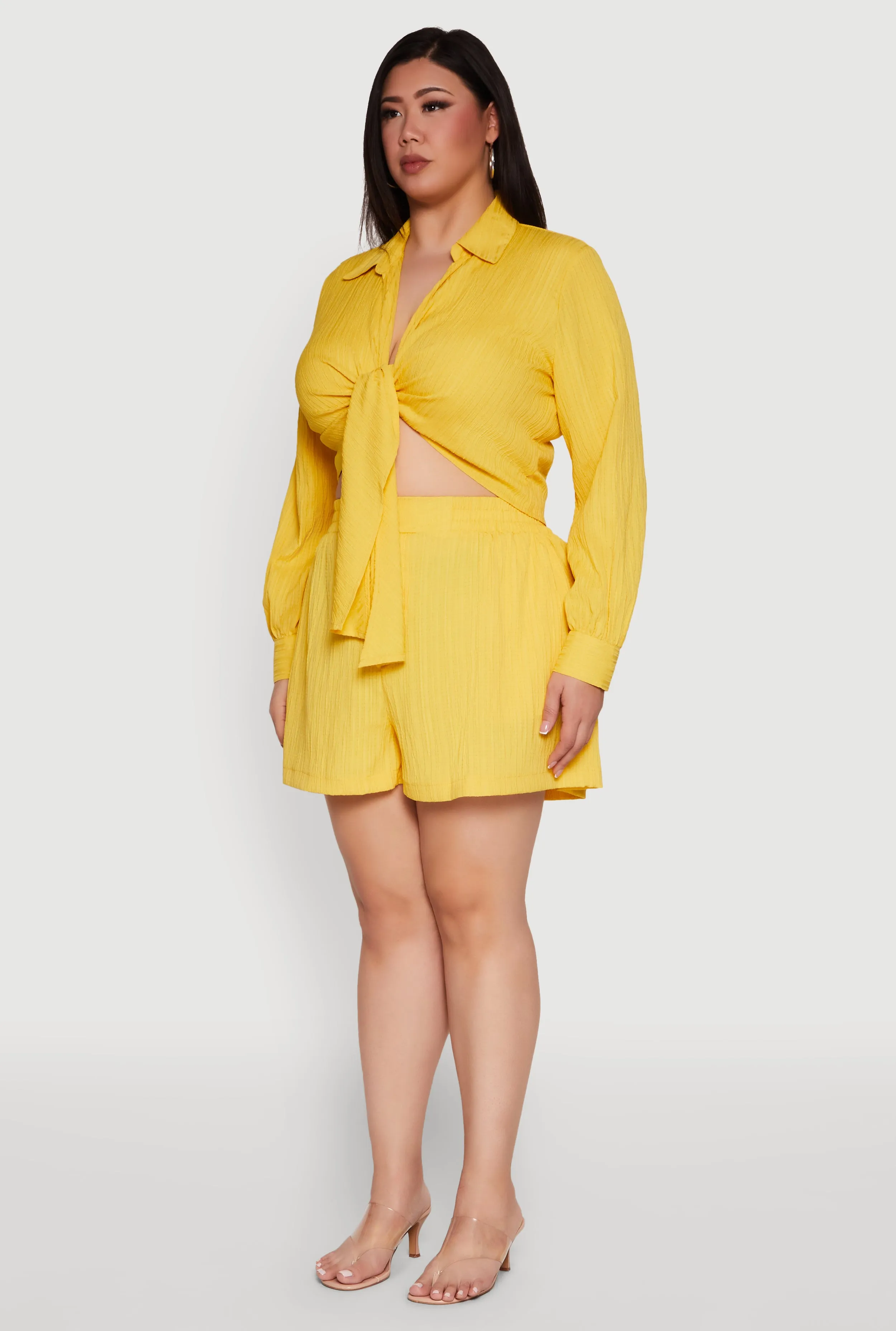 Plus Size Textured Knit Tie Front Crop Top sold by Rainbow product image thumbnail 5