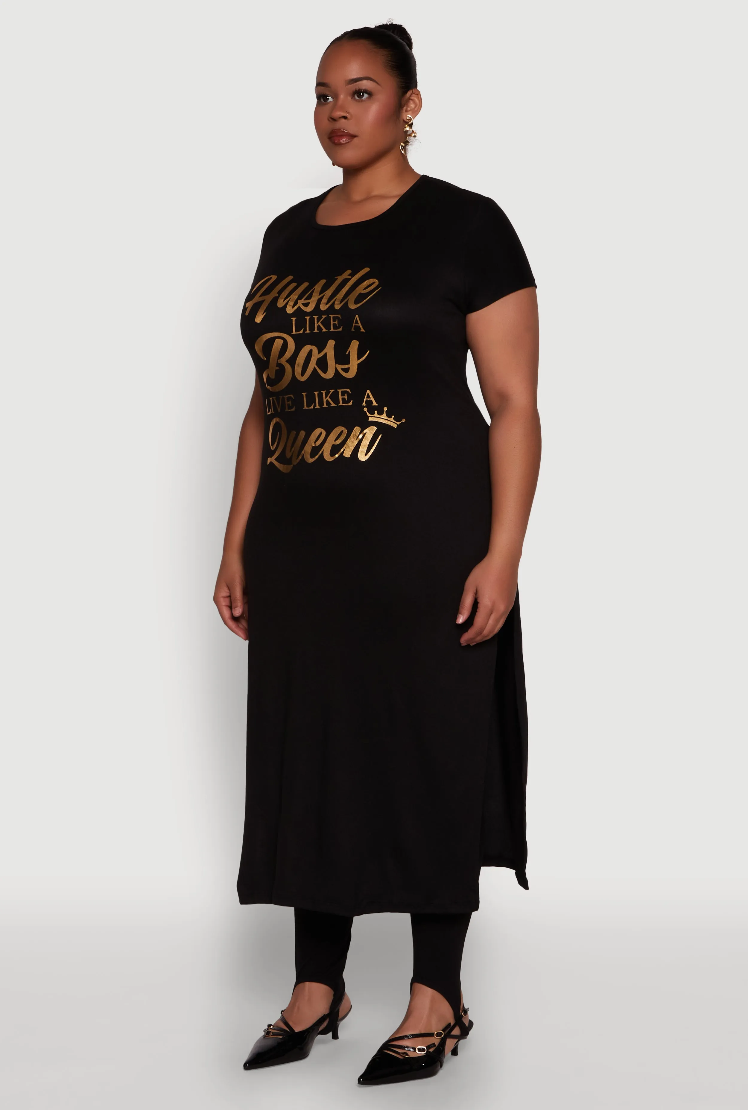 Plus Size Hustle Like A Boss Live Like A Queen Maxi Top sold by Rainbow product image thumbnail 3