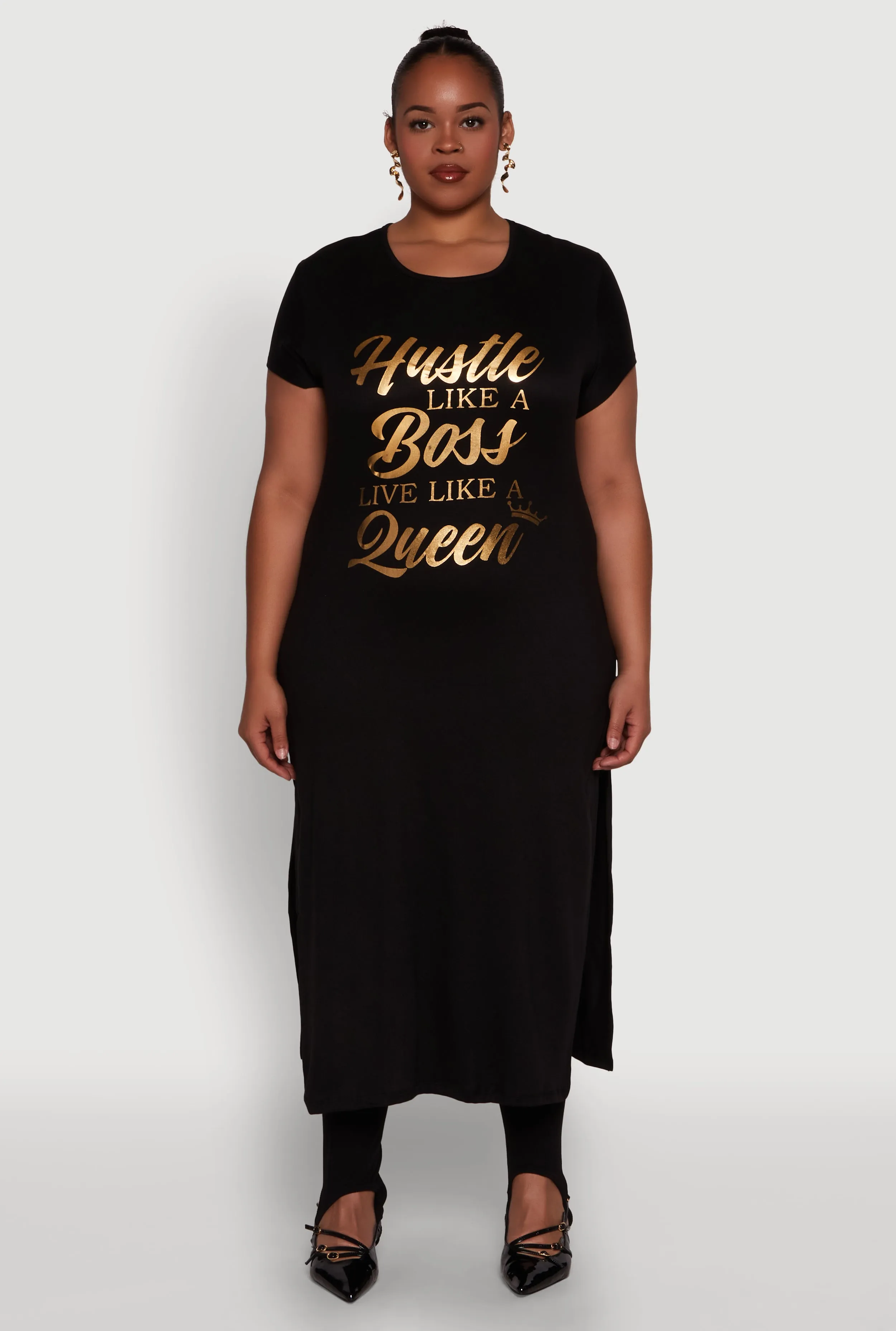 Plus Size Hustle Like A Boss Live Like A Queen Maxi Top sold by Rainbow product image thumbnail 2