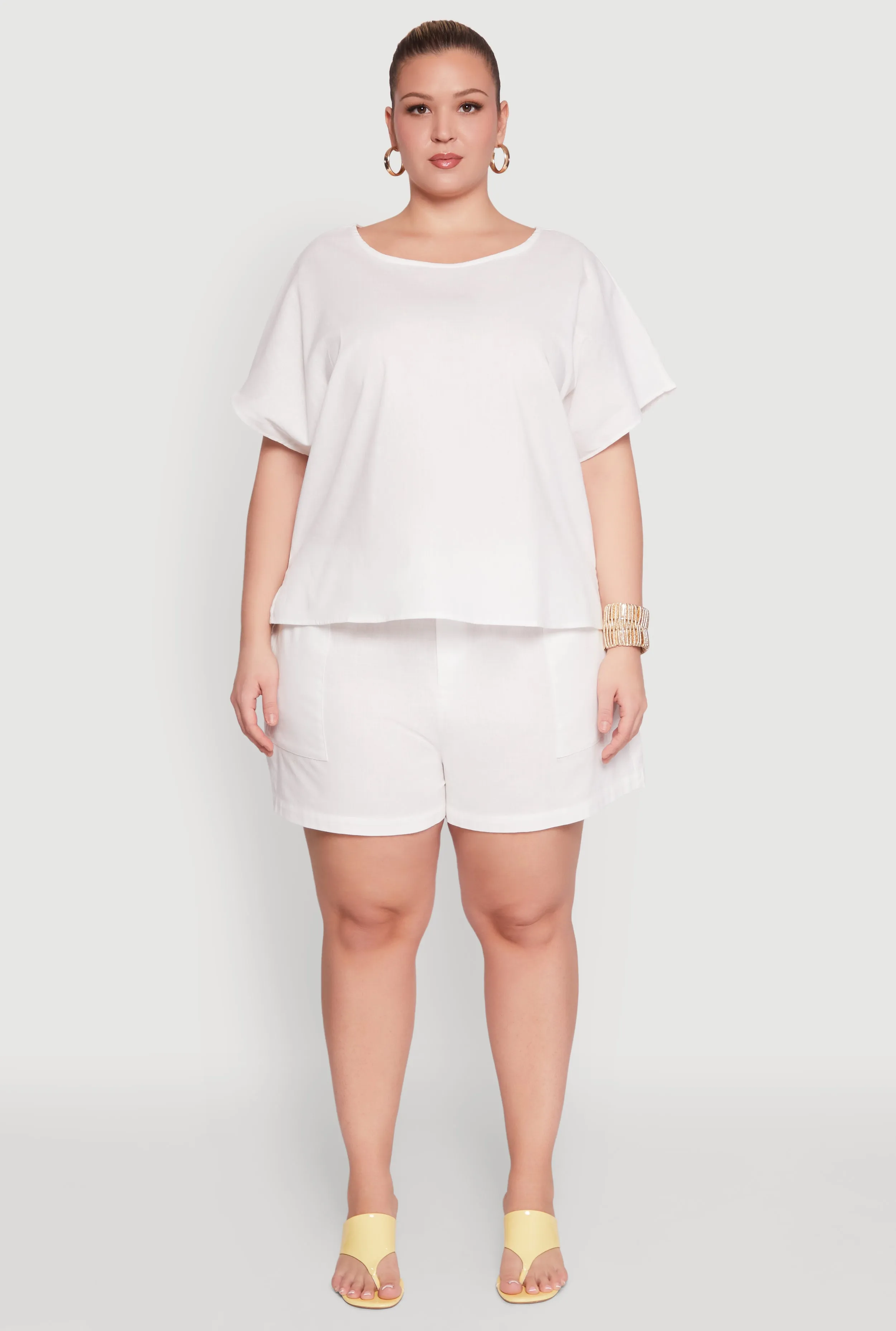 Plus Size Linen High Waist Shorts sold by Rainbow product image thumbnail 2