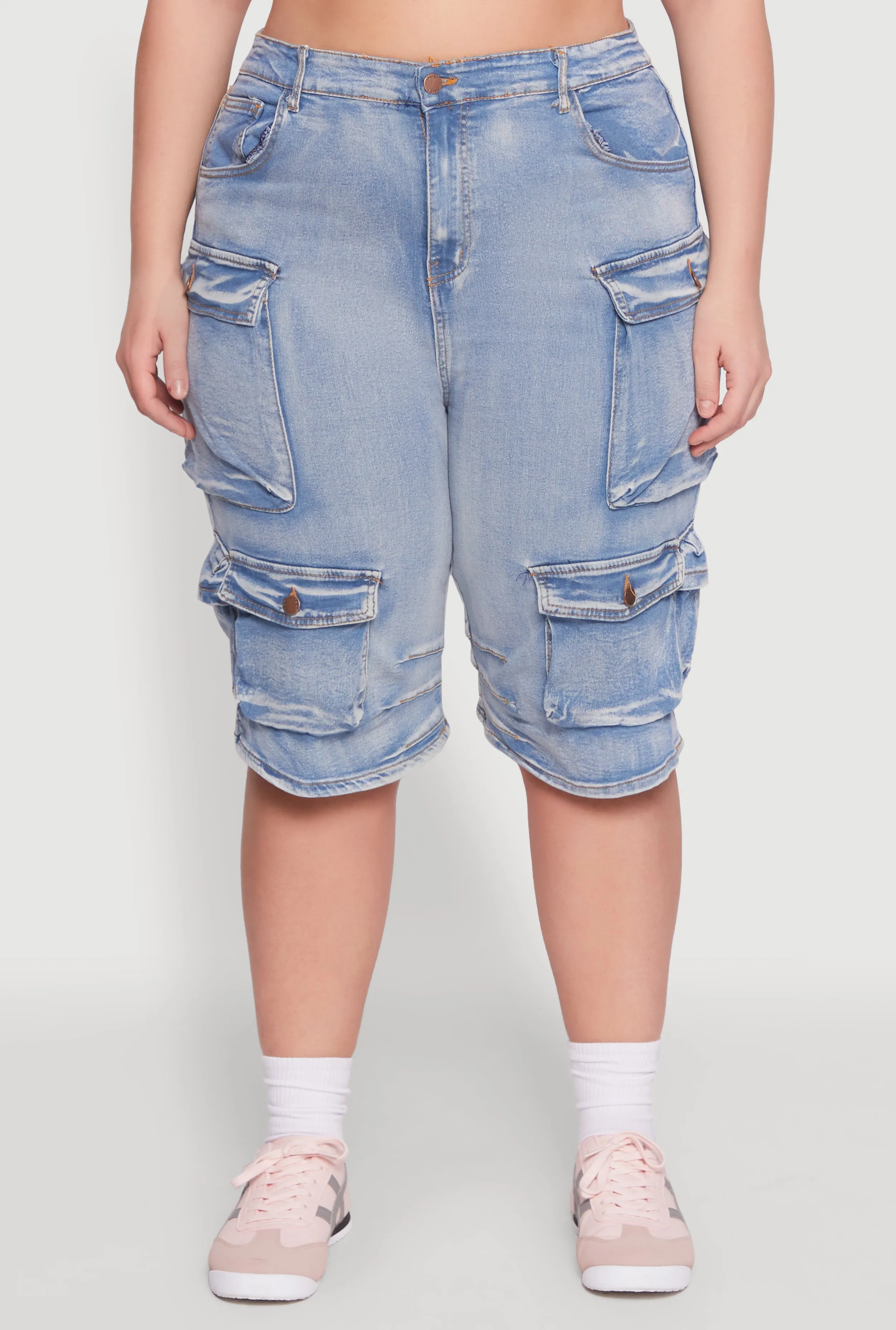 Plus Size Daisy Denim Cargo Pocket Bermuda Shorts sold by Rainbow product image thumbnail 5