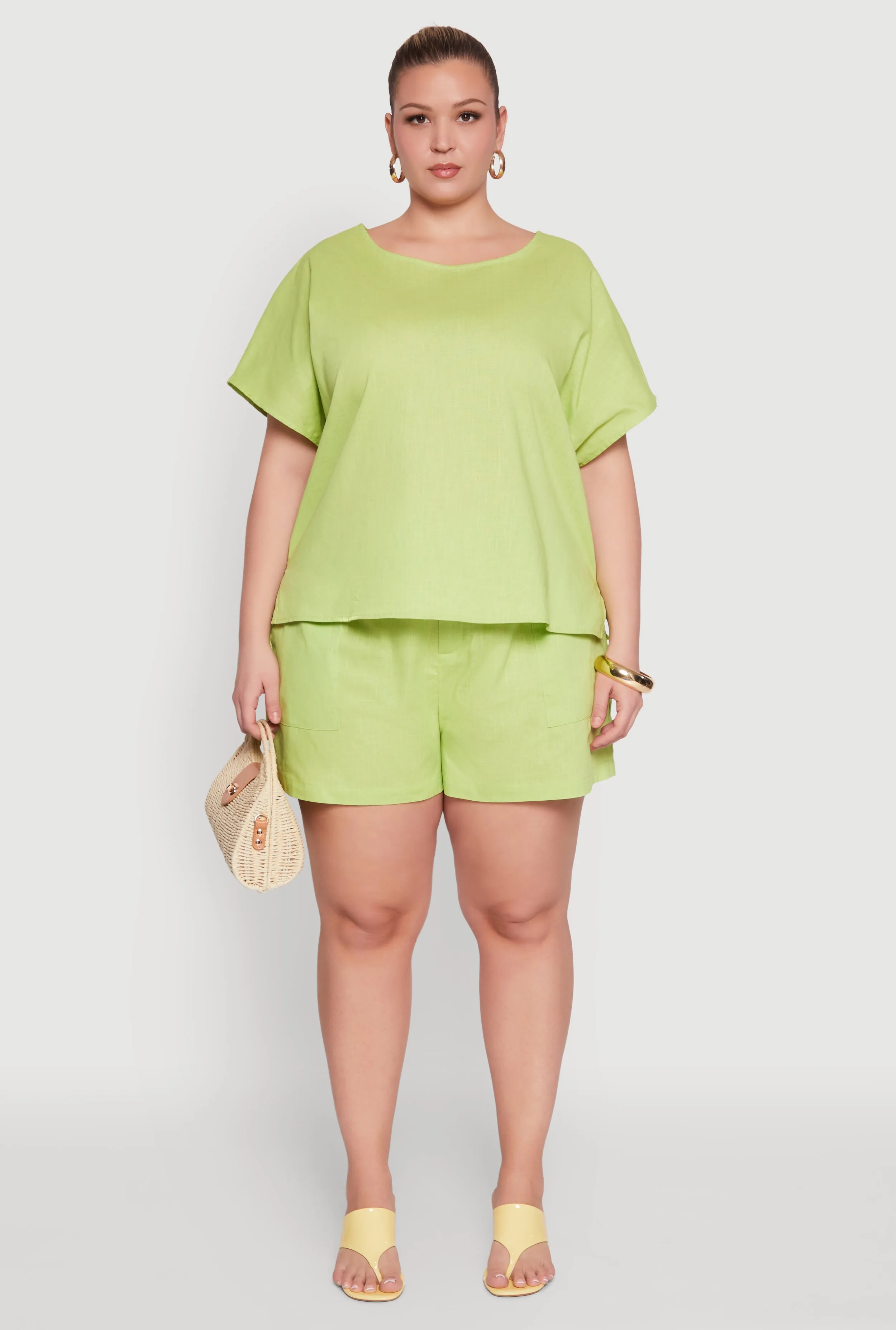 Plus Size Button Back Keyhole Short Sleeve Top sold by Rainbow product image thumbnail 2