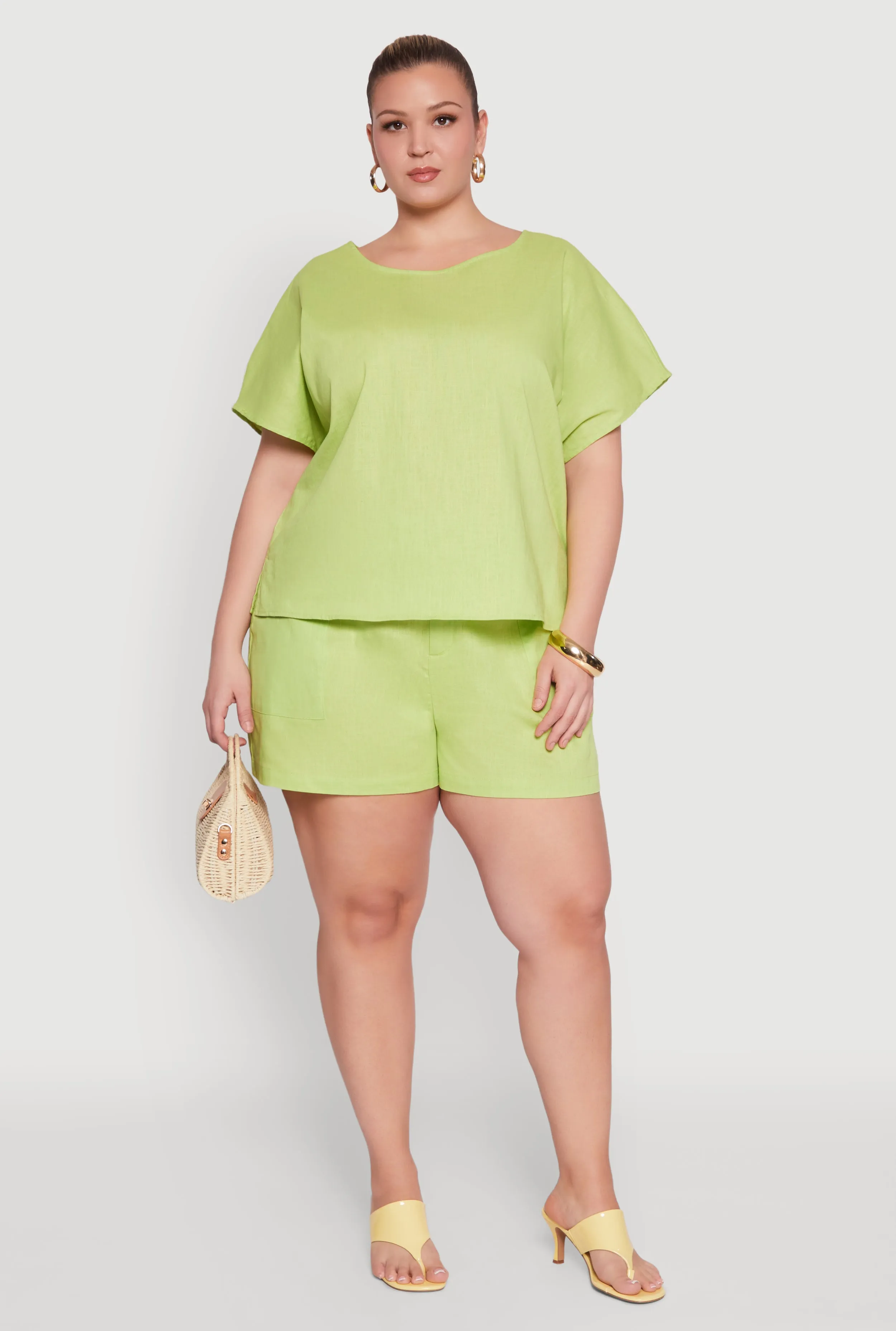 Plus Size Button Back Keyhole Short Sleeve Top sold by Rainbow product image thumbnail 3